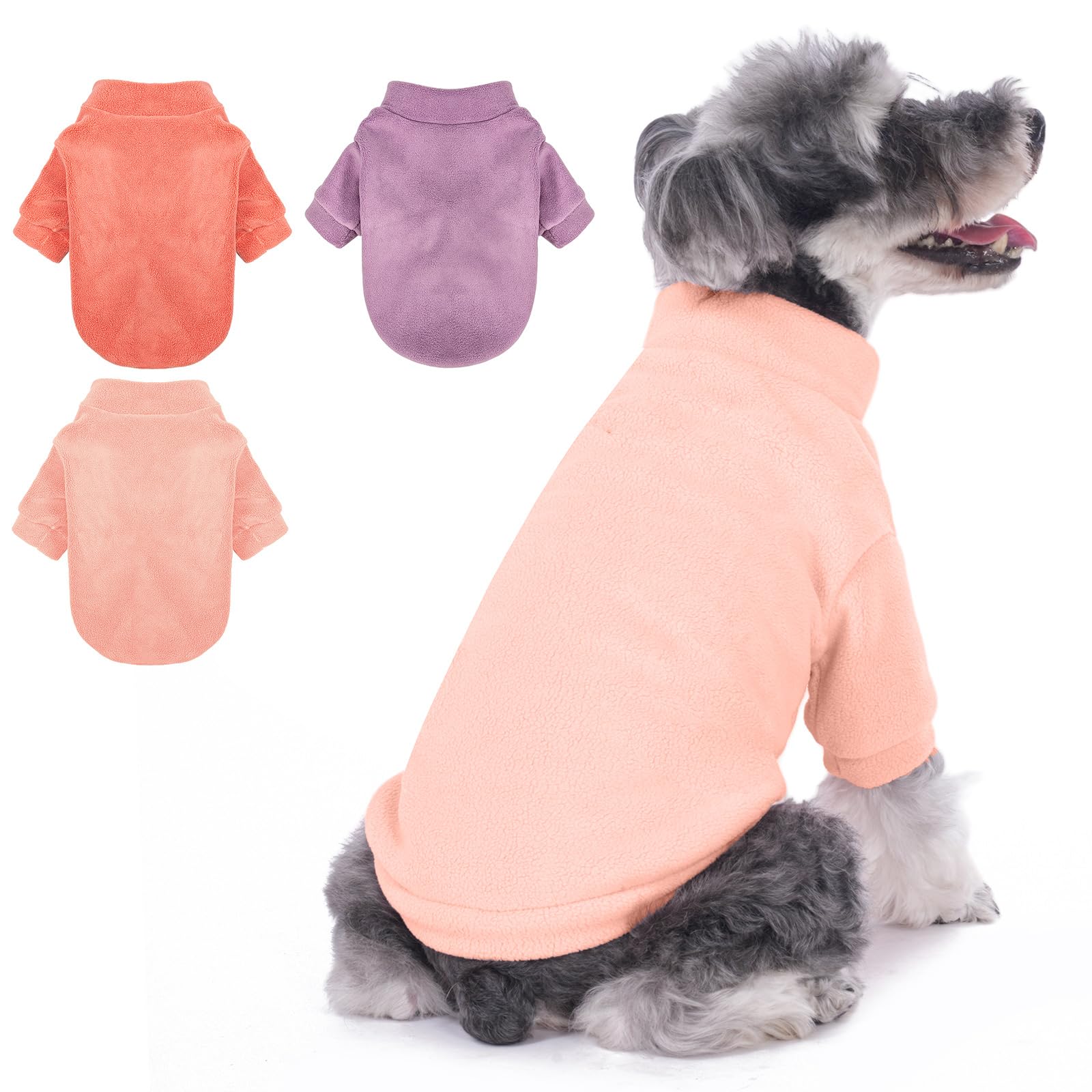Gyalaperi Dog Sweater, 3 Pack Dog Sweaters For Small Dogs Girl Boy, Ultra Soft Warm Puppy Clothes Dog Coat For Winter (Rose+Lt P