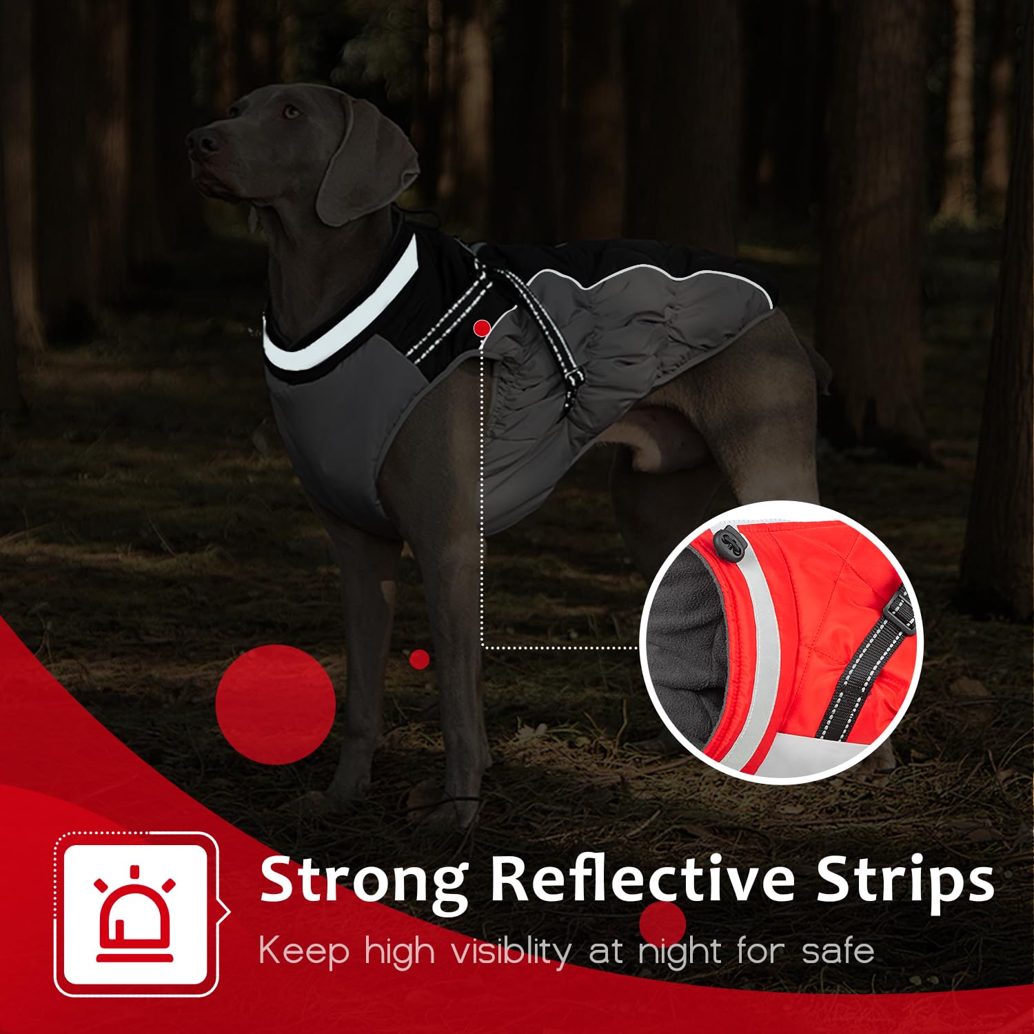 Abuandi Dog Winter Coat with Harness, Dog Jacket Clothes with Zipper on Back, Waterproof Windproof Warm Vest, Reflective Cold We