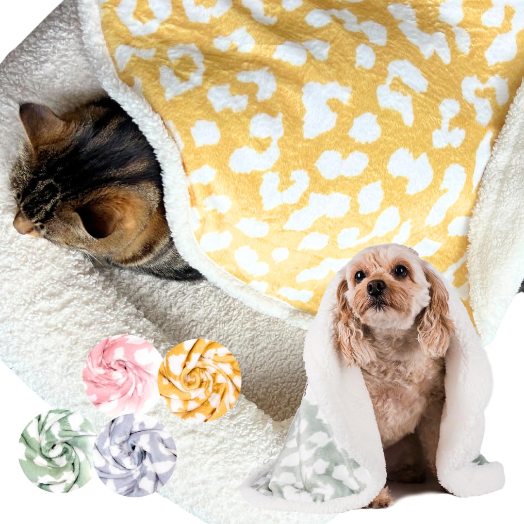 Cat Blankets for Indoor Cats Washable - Fluffy Soft Dog Blankets for Small Dogs & Cats, Premium Sherpa Fleece Pet Blanket for Pu