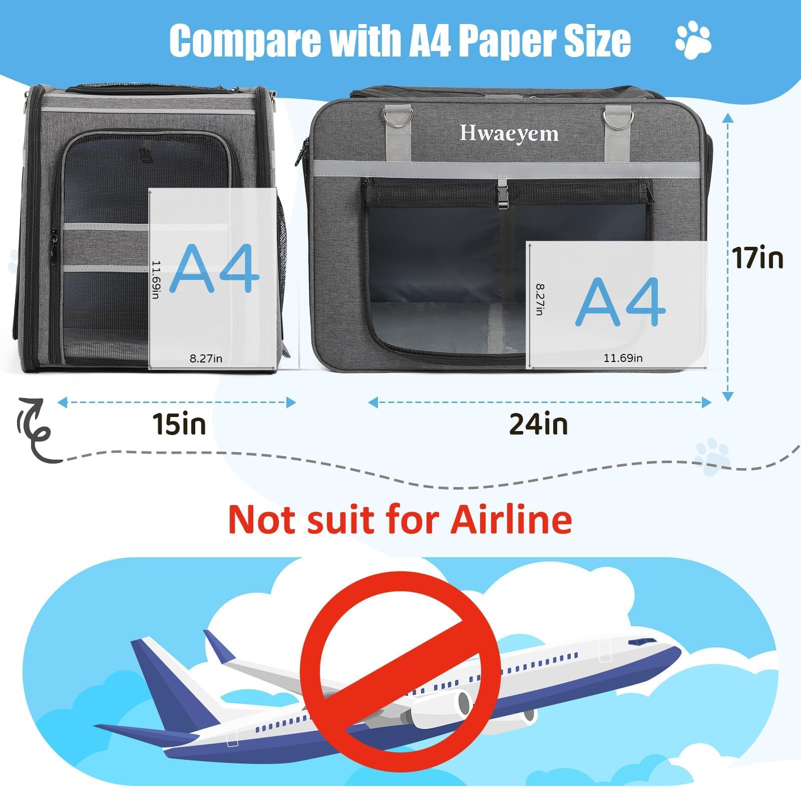 Extra Large Pet Cat Carrier With Wheels, Pet Carrier For 2 Cats Or Medium Dog, 24'' X 15'' X 17'' Portable Dog Cat Crate For Lar