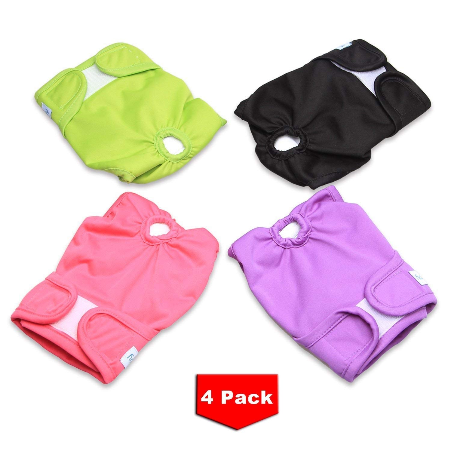 Teamoy 4Pcs Washable Female Dog Diapers, Reusable Doggie Diaper Wraps For Female Dogs, Super-Absorbent And Comfortable, Medium