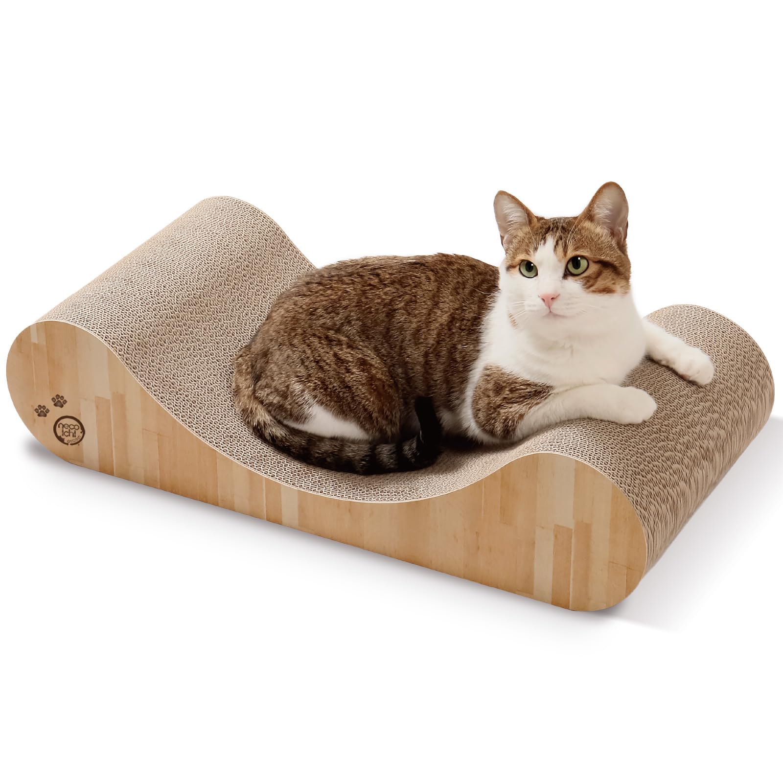 Necoichi Cardboard Cat Scratcher Bed For Indoor Cats - Cat Scratching Board, Horizontal Cat Scratch Pad Lounger With Reversible 
