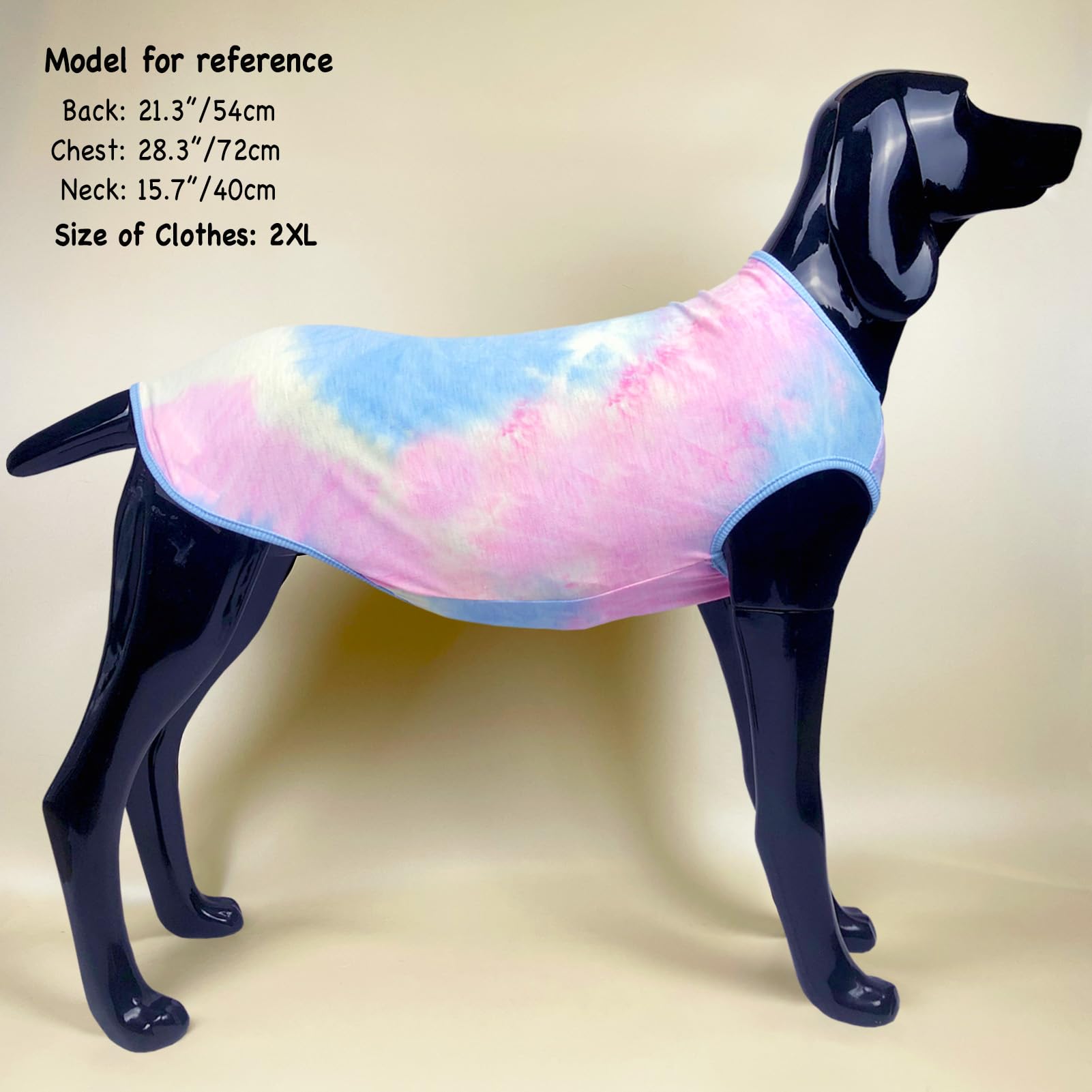 D.E.E Cotton Dog Shirts Large Tie Dye Dog Clothes Lightweight Girl Boy Big (Vestblue, 4X-Large)