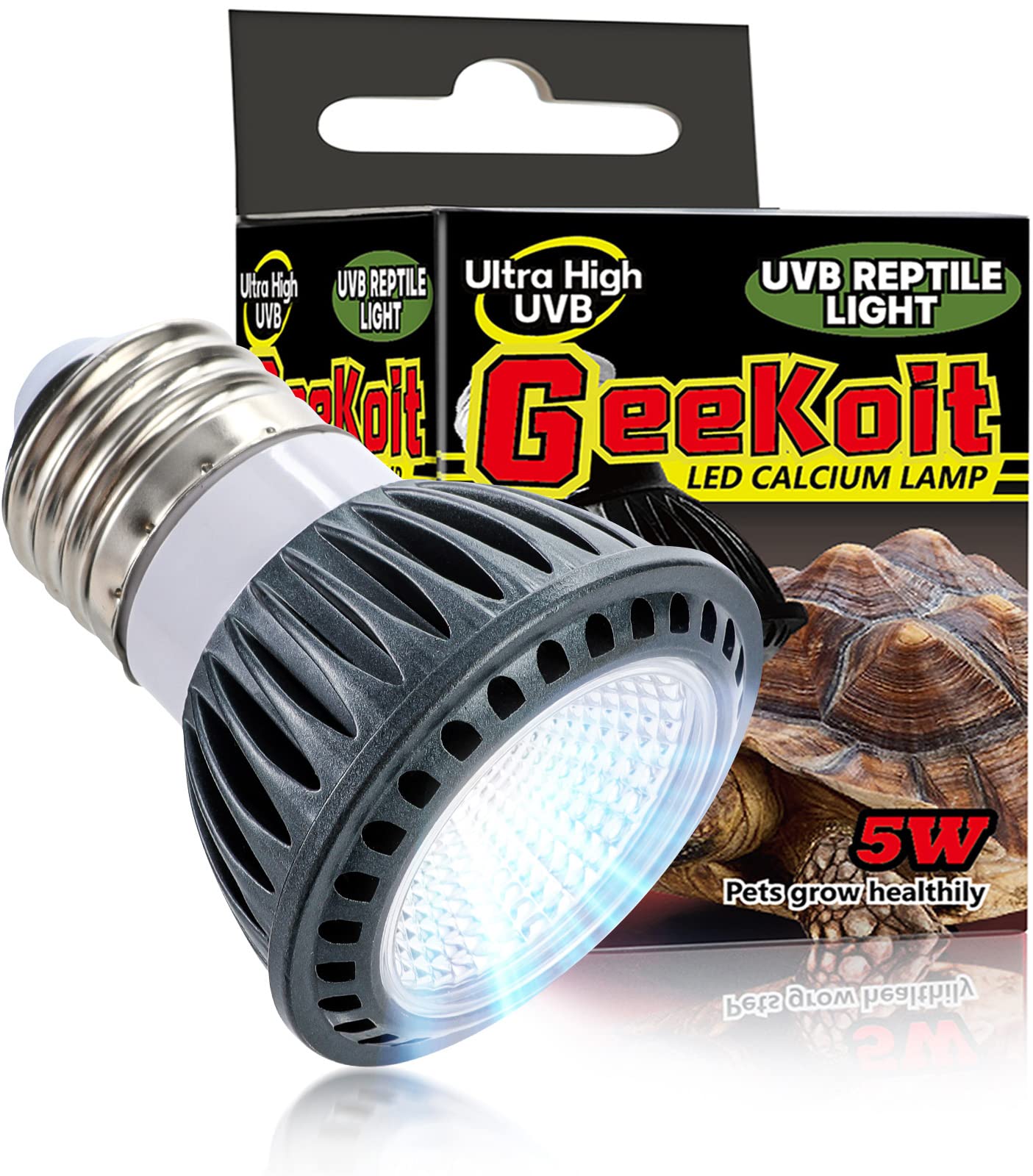 Geekoit Premium High-Intensity Uvb Reptile Light For Optimal Calcium Metabolism,5-Watt 10.0 Desert Uvb Light Ideal For Desert-Dw