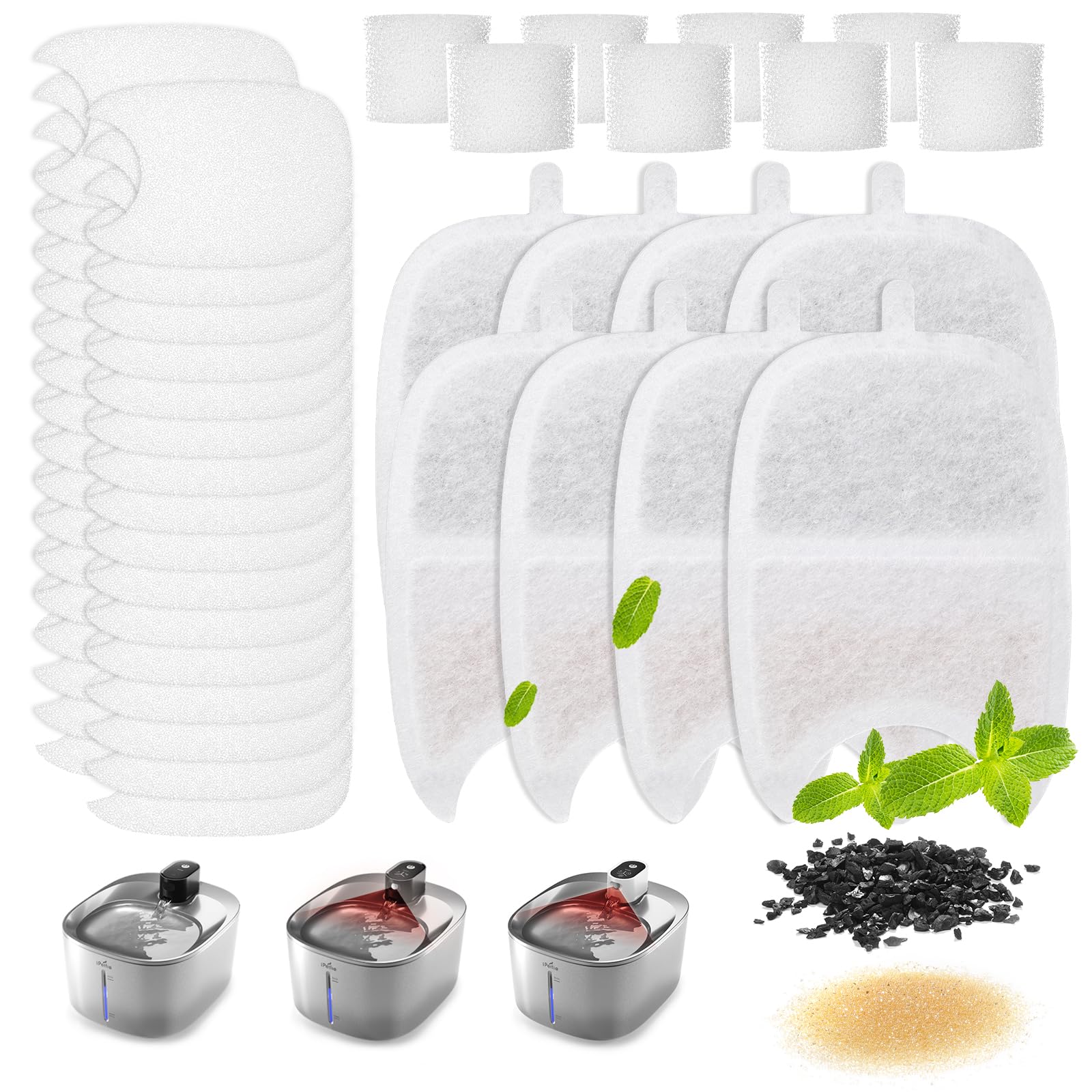 Ipettie Water Fountain Filters Kits For Runway Stainless Steel Cat Water Fountain, Ip-Wf-S04-F8