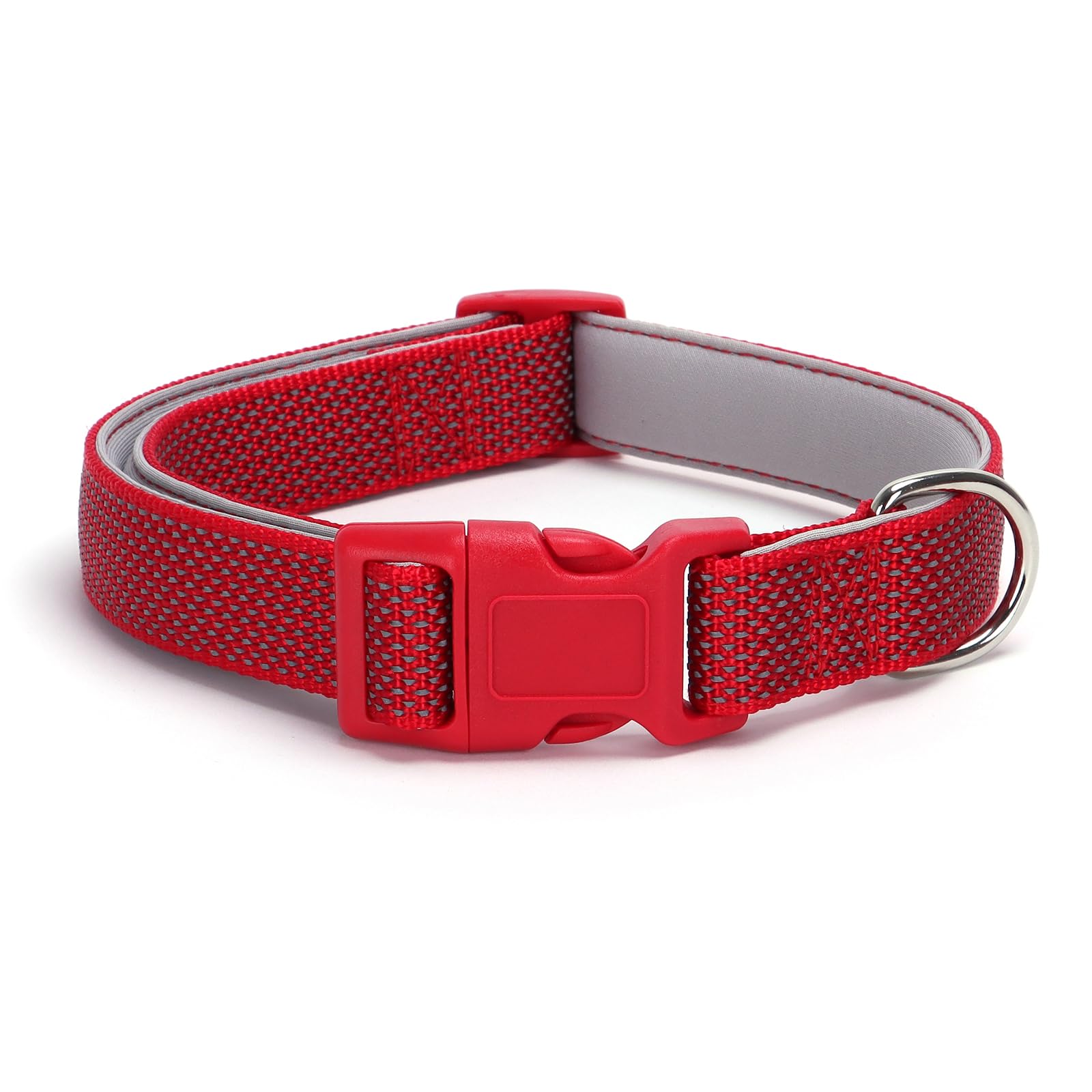 Reflective Dog Collar Padded-4 Size, Breathable Nylon Soft Neoprene Pet Collar For Small Medium And Large Dogs (Red, Xs)