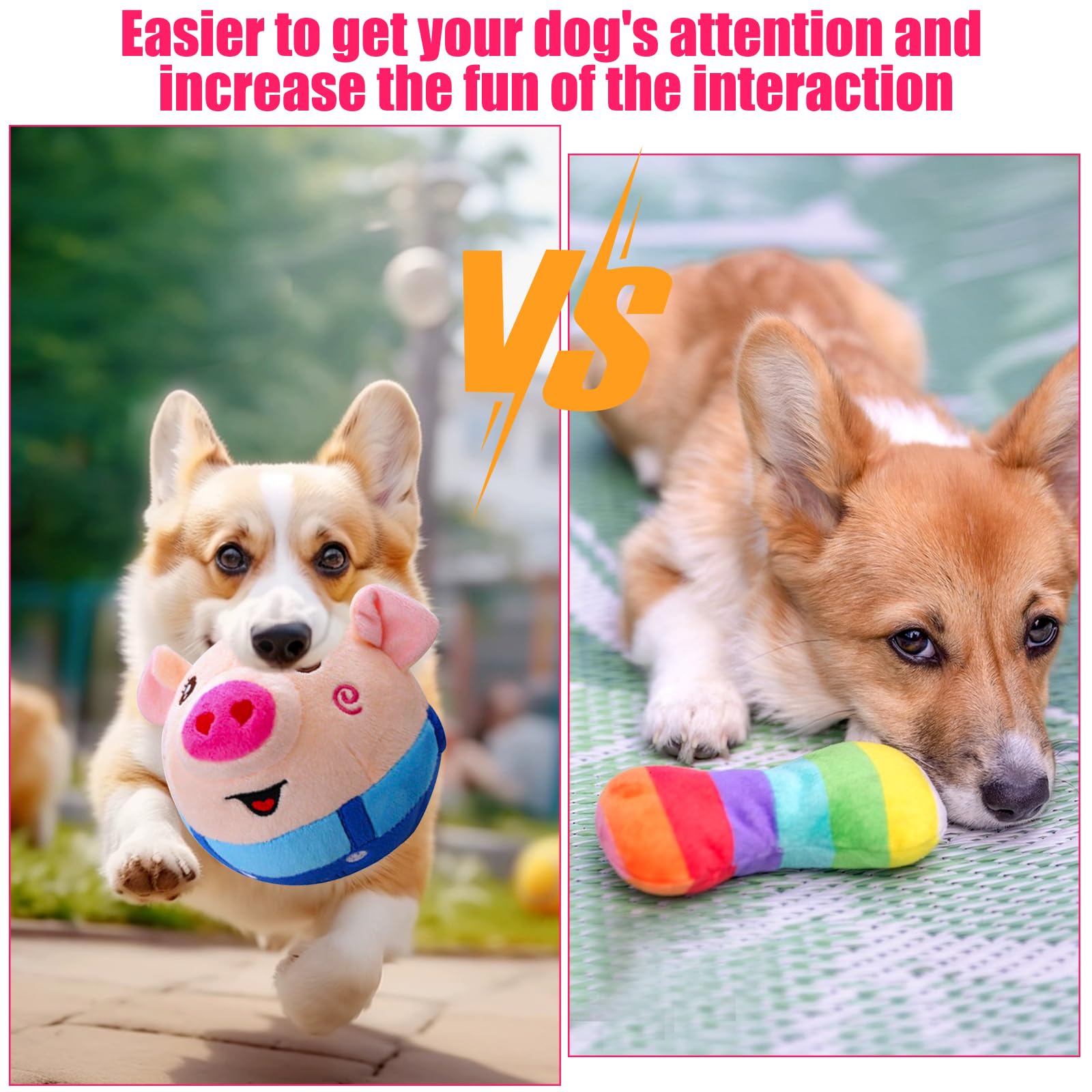 Laiamer Interactive Dog Ball - Self Moving Plush Pet Toy With Music & Remote Control - Keeps Small/Medium/Large Dogs Busy (Blue