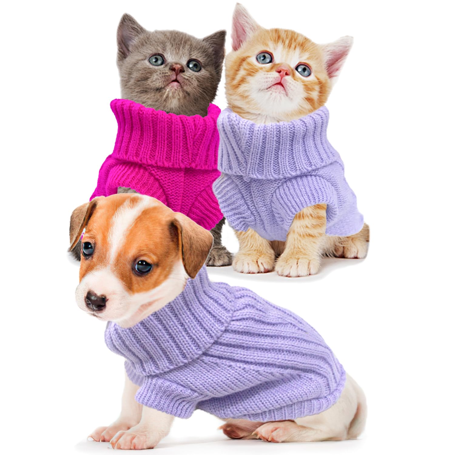 Xs Dog Sweater 2-Pack, Turtleneck Knitwear Dog Sweater For Small Dogs Girl Teacup Chihuahua Yorkie Warm Winter Pet Puppy Clothes