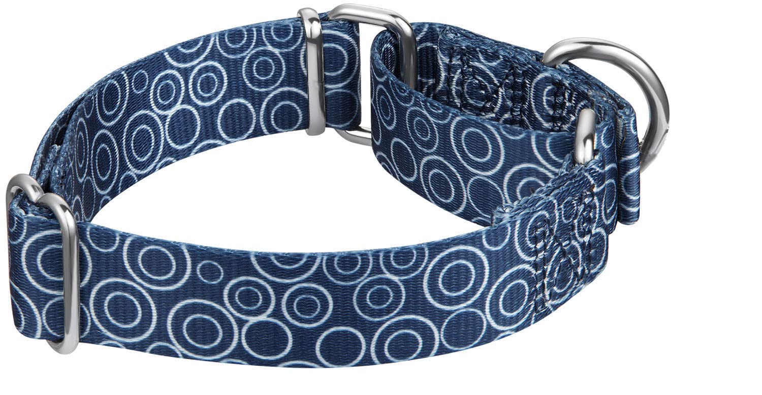 Dazzber Puppy Collar Martingale Dog Collar - No Pull Anti-Escape Pet Collar, Heavy Duty For Small Dogs, Adjustable 10 Inch To 15 Inch, Navy Blue - C.R.C