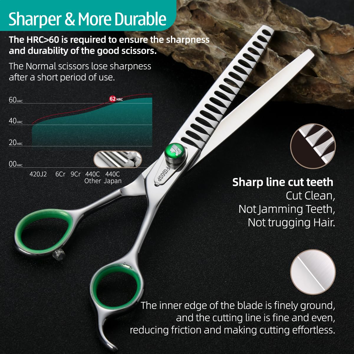 Fogosp Professional Chunkers Shears For Dogs 7 Inch Thinning Shears For Dogs Cats Pet Grooming Scissors Japanese 440C Stainless Steel 70% Thinning Rate 18 Teeth