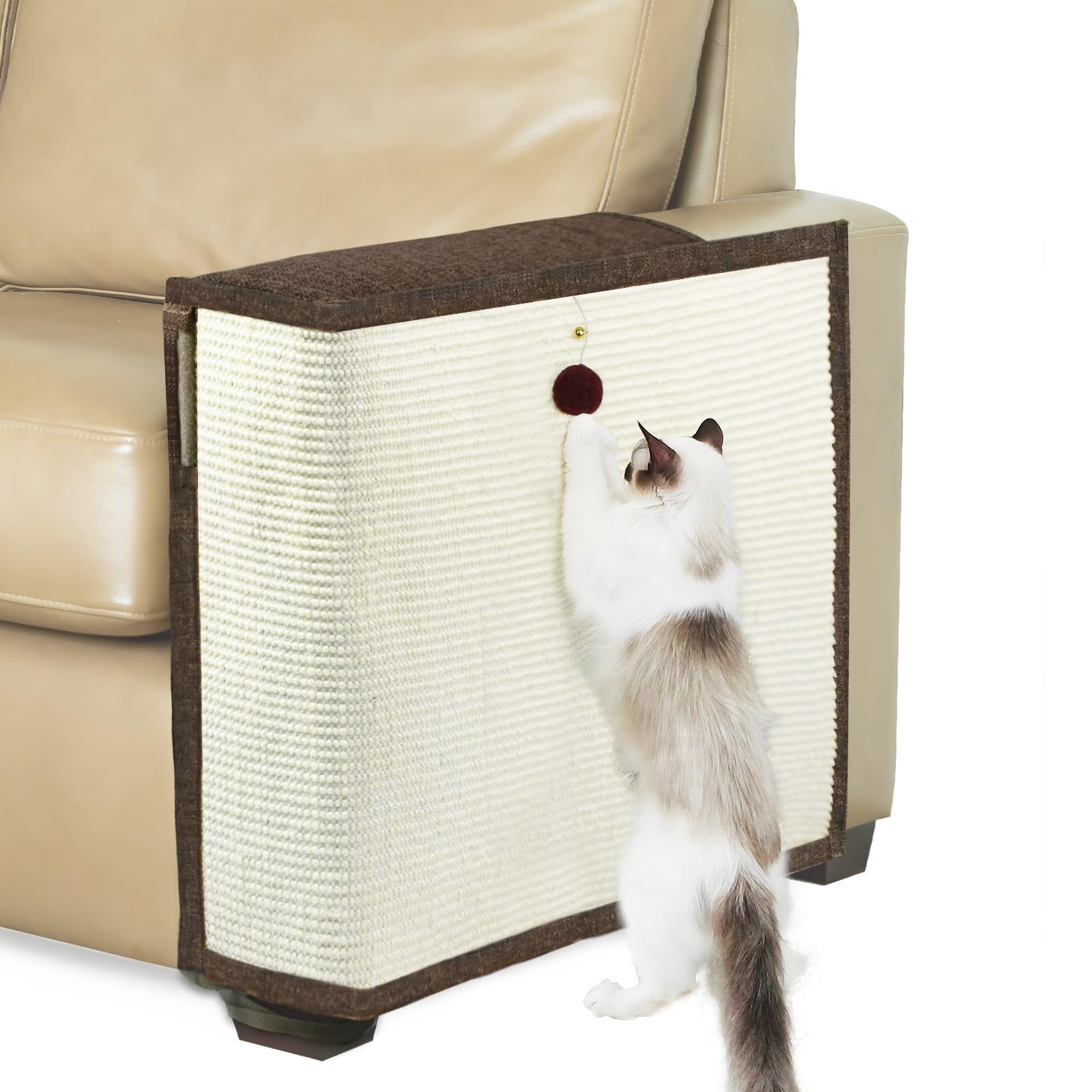 Upgraded Cat Scratch Furniture Protector,Cat Scratch Sofa Arm Sheild With 27.6L*19.6W Natural Sisal For Protecting Couch Sofa Ch