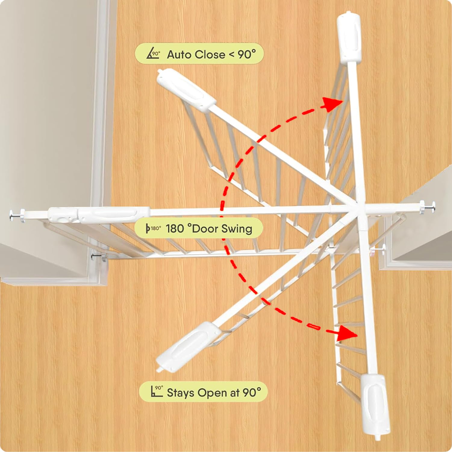 Vothco Extra Wide Baby Gate - Pressure Mounted Child Gate for Doorways & Stairs, 34-38.5 Inch, White, Model 20201117-BG-L