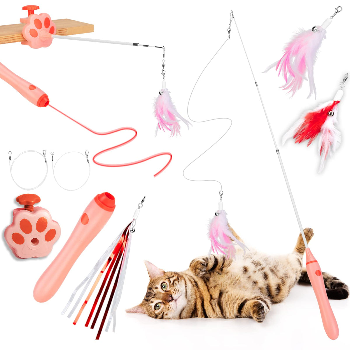 Bebobly 3-In-1 Retractable Cat Wand Toy For Indoor Cats