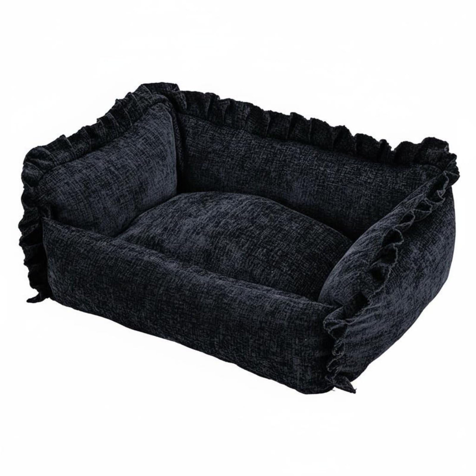 LOOM TREE Washable Dog Couch Bed WearResistant Removable Cover Pet Bed Nordic Design Soft Pet Sofa for Cats, Indoor, Dark Blue,
