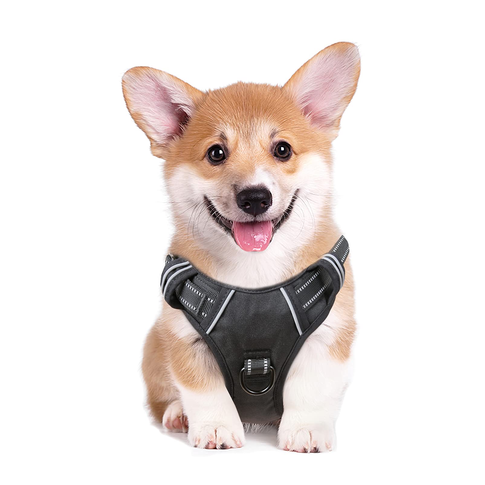 Heele Dog Harness, No Pull Adjustable Padded Reflective Harness For Small Medium Large Dogs With Handle For Walking Training, Bl