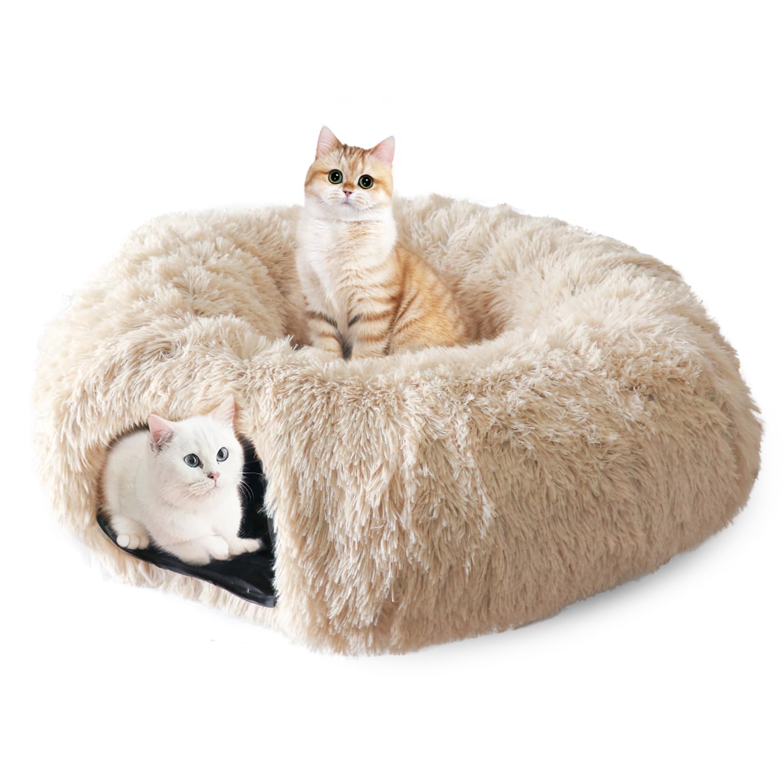 Lifeideas Large Bed, Cat Tunnel Foldable Donut Tunnel With Fluffy Toy Balls And Washable Pads, Full For Kitten, Cat, Puppy, Ferr