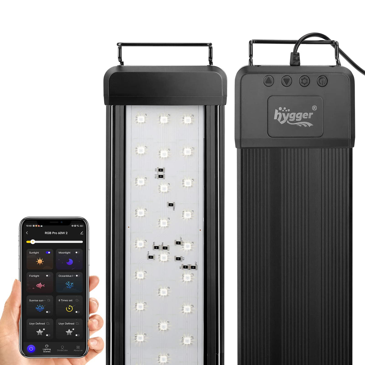 Hygger 25W Smart Aquarium Light, Bluetooth Led Light With App Control, Full Spectrum Fish Tank Light With 24/7 Lighting Cycle, 5 Modes, Adjustable Timer, For 18'-24' Freshwater Planted Tank