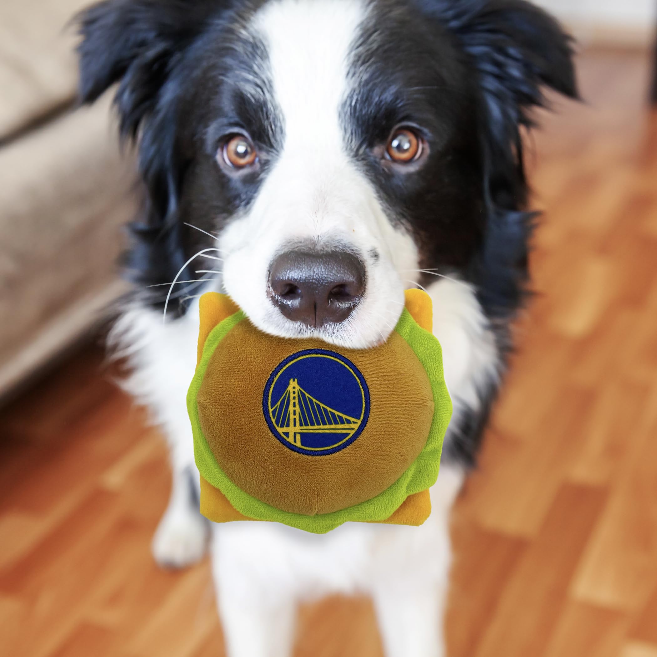 Pets First Nba Golden State Warriors Cheese Burger Plush Dog & Cat Squeak Toy - Cutest Stadium Hamberger Snack Plush Toy For Dog