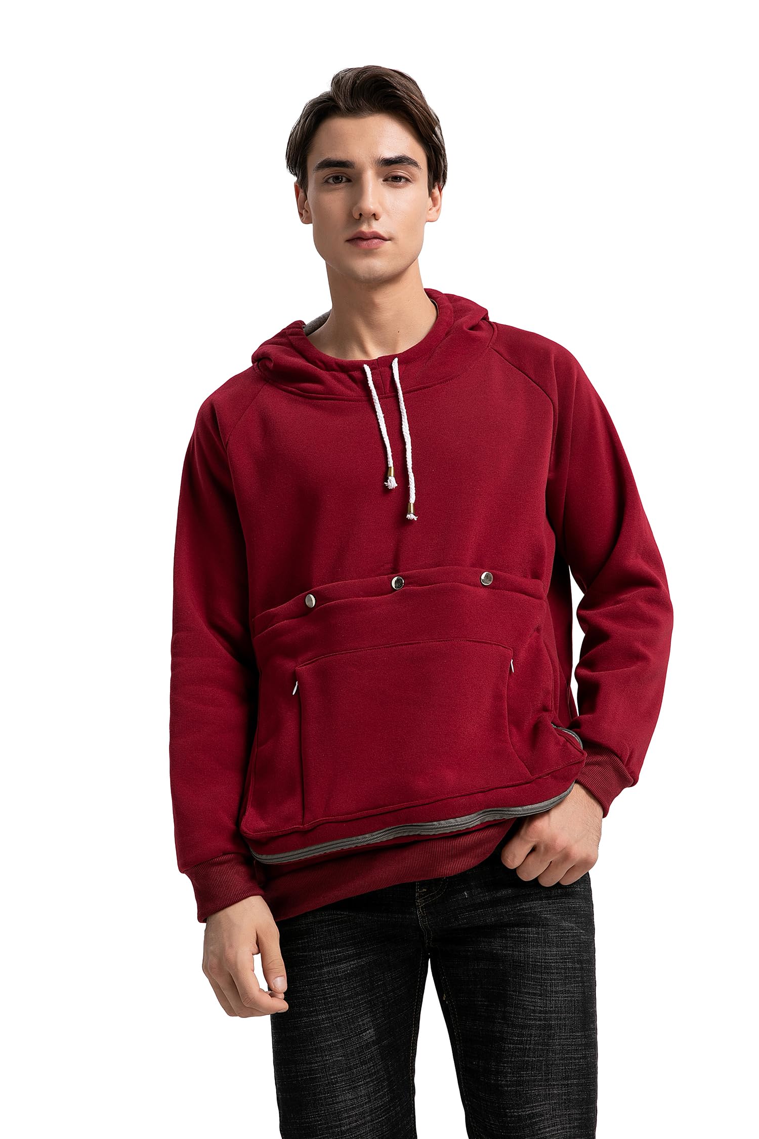 Kei Tomlison Pet Cat Dog Pouch Hoodie Small Animal Carrier - Kitten Puppy Pouch Sweatshirt Holder Fleece Unisex Hoodies Burgundy