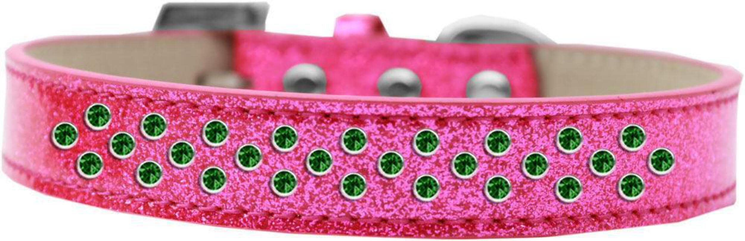 Dog, Puppy & Pet Ice Cream Collar, Emerald Green Crystal Rimsets Sprinkles Pink 16
