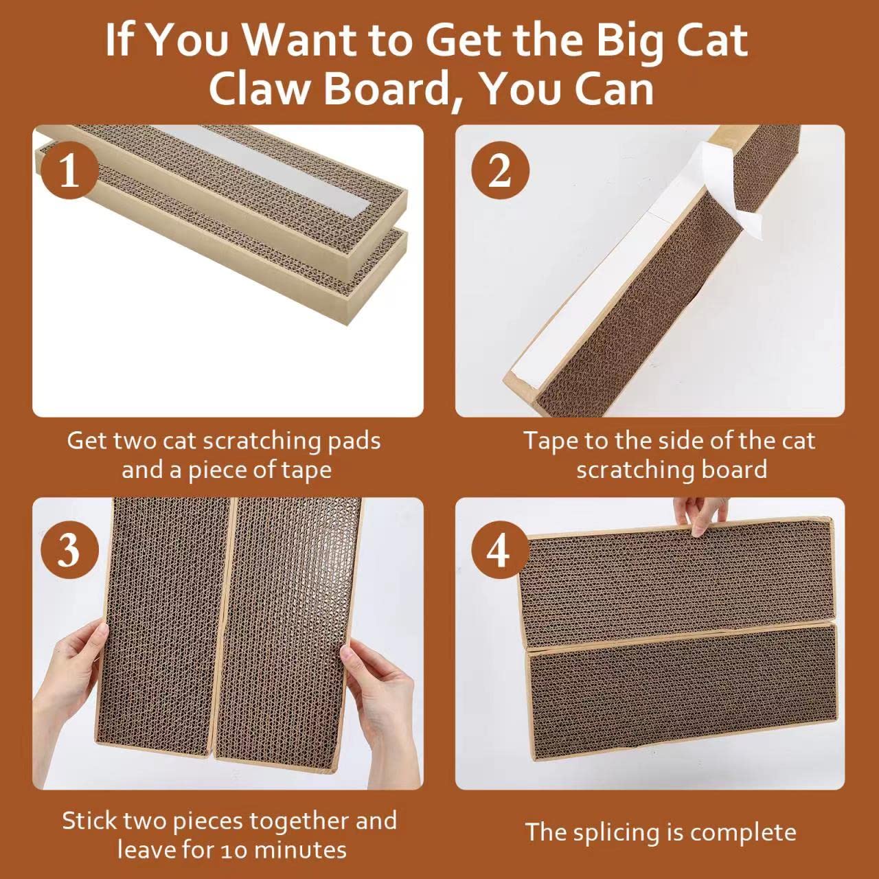 Happyfreesx Splicing Cat Scratch Pad: Cat Scratchers For Indoor Cats And Kitten, 2 Pack Cat Scratching Pad, Cat Scratcher Cardbo