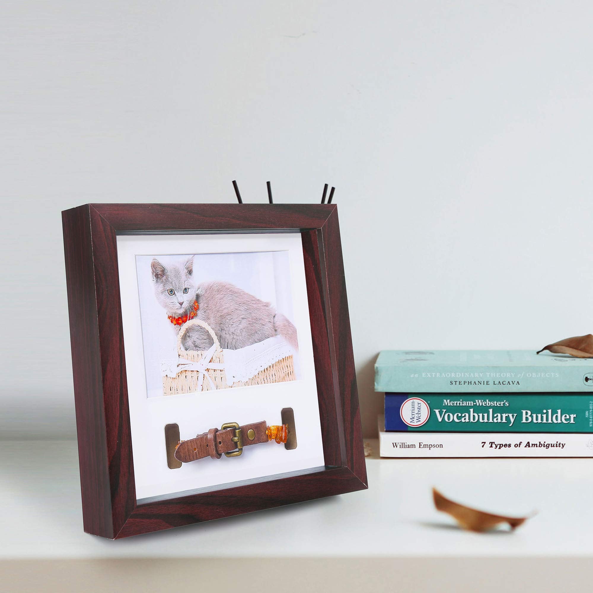 Kcrasan Pet Memorial Picture Frame - Dog Memorial Sentiment Frame For Loss Of Dog Gifts - Pet Collar Frame Remembrance Sympathy Dog Or Cat Tribute Keepsake(Mahogany)