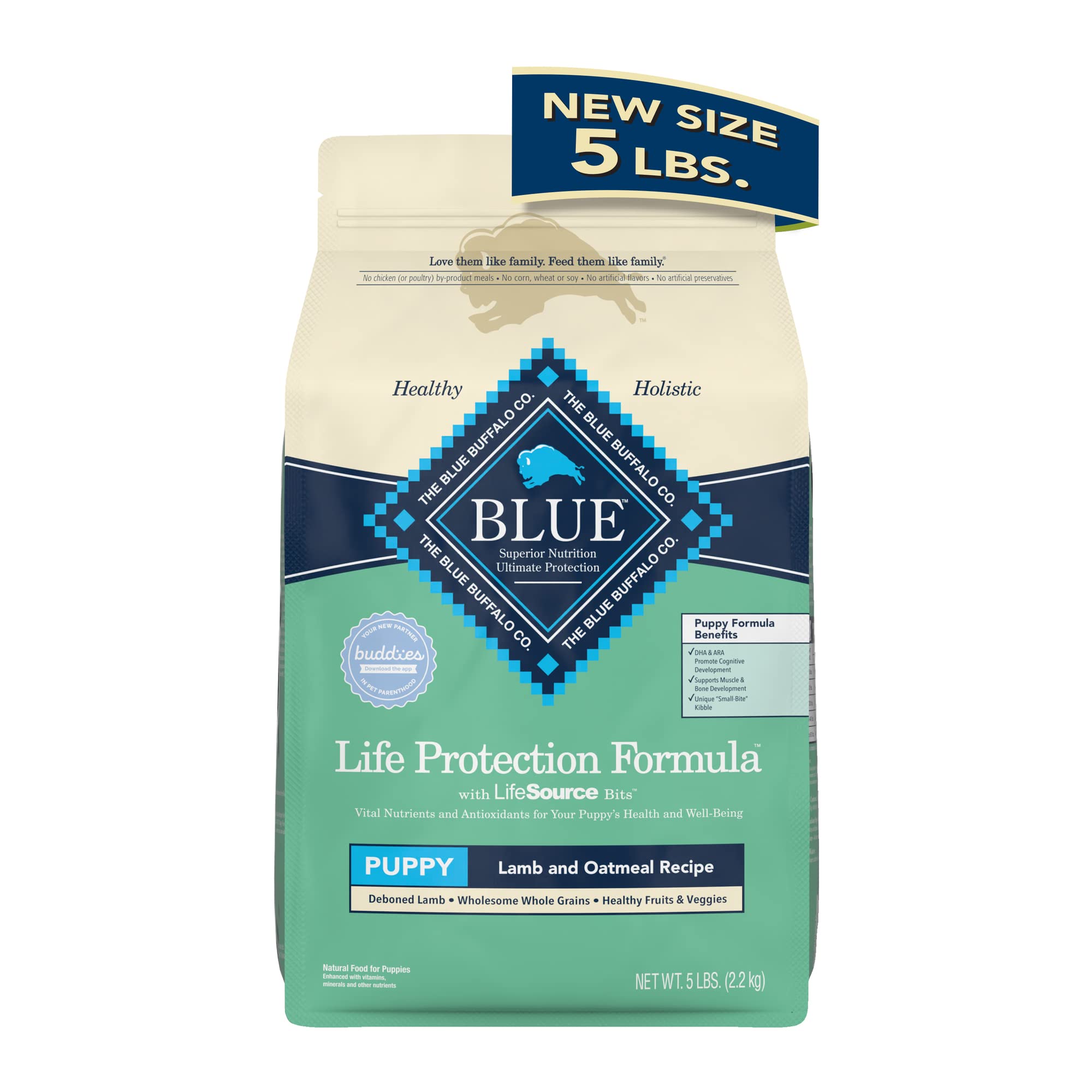 Blue Buffalo Life Protection Formula Puppy Dry Dog Food with DHA and ARA, Made with Natural Ingredients, Lamb & Oatmeal Recipe,