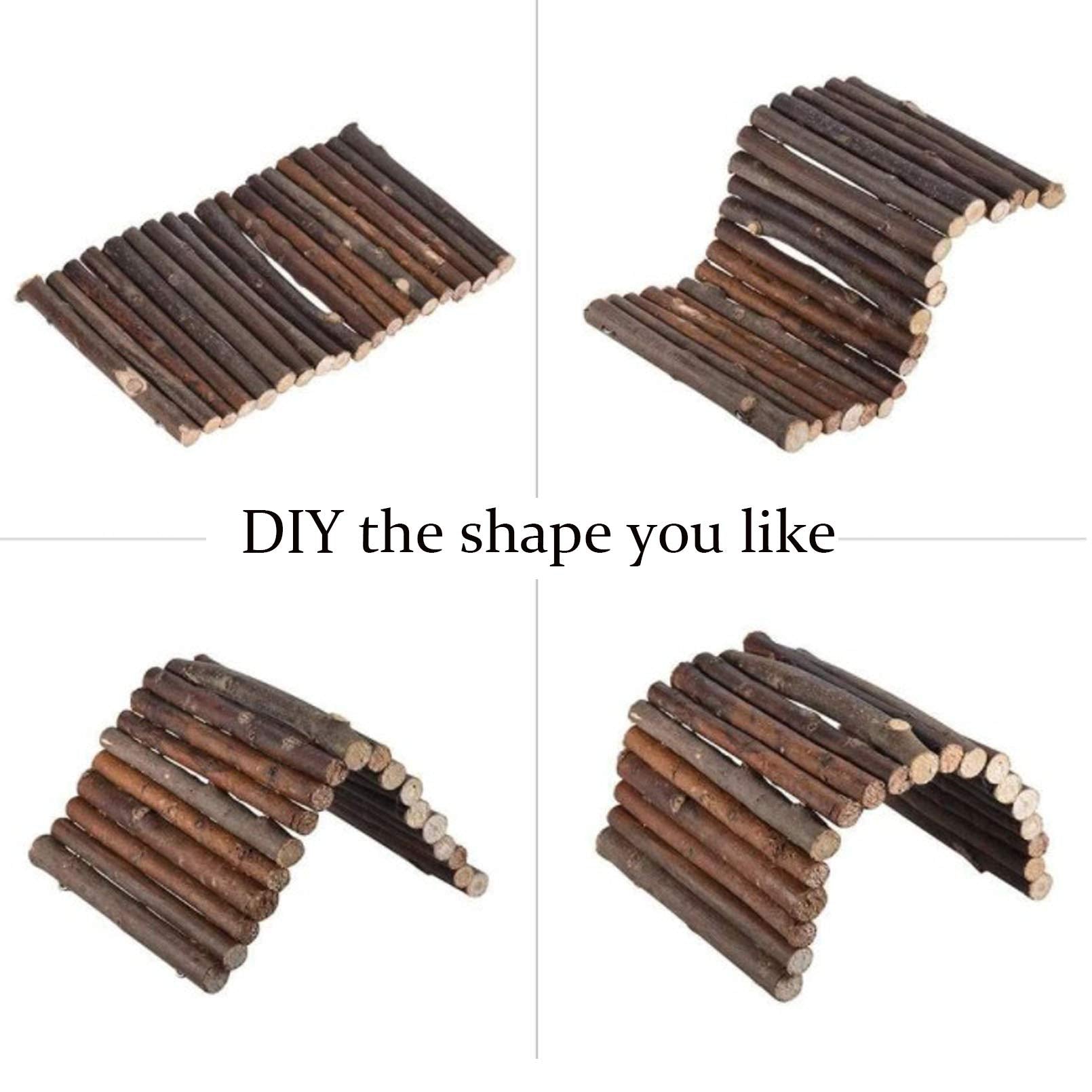 Hamiledyi Wooden Reptile Hideout Bearded Dragon Bendy Bridge Climbing Ladder Hiding Hut Reptiles Hide Cave Habitat Decor For Lizards Gecko Spiders Snakes Tortoise(L:20' X 11.8')