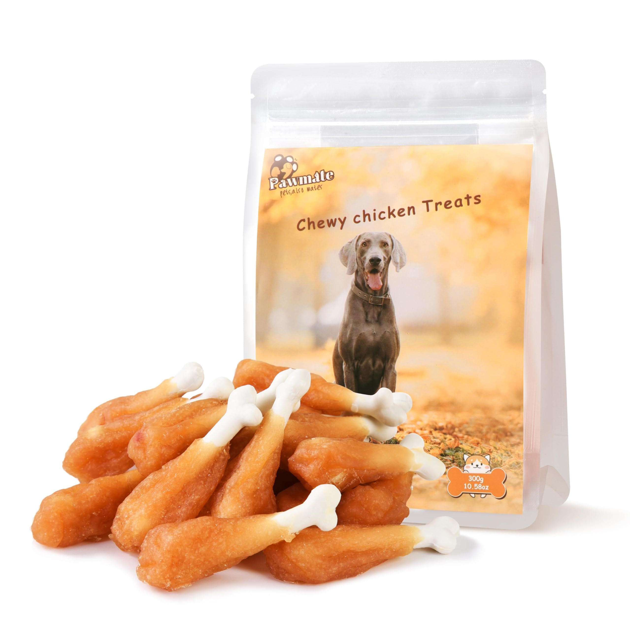Pawmate Chicken Wrapped Calcium Bone Dog Treats, Rawhide-Free, 10.6 oz, Chewy Snacks for Medium Large Dogs