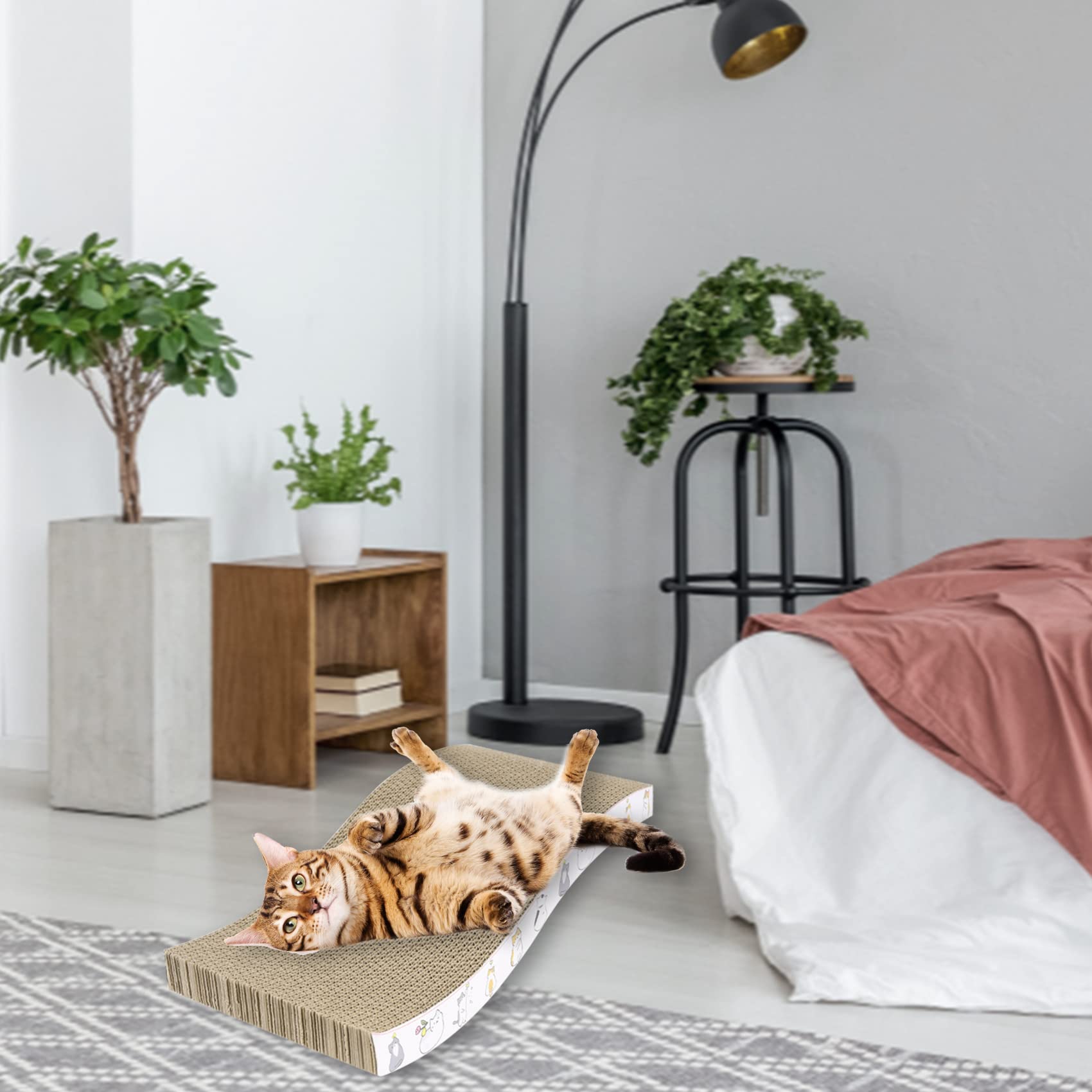 Patiencet Cat Scratcher Cardboard 4 Pack Cat Scratch Pad Reversible Scratcher Texture Curve Design Durable Cat Scratchers For Indoor Cats Lounger Sofa