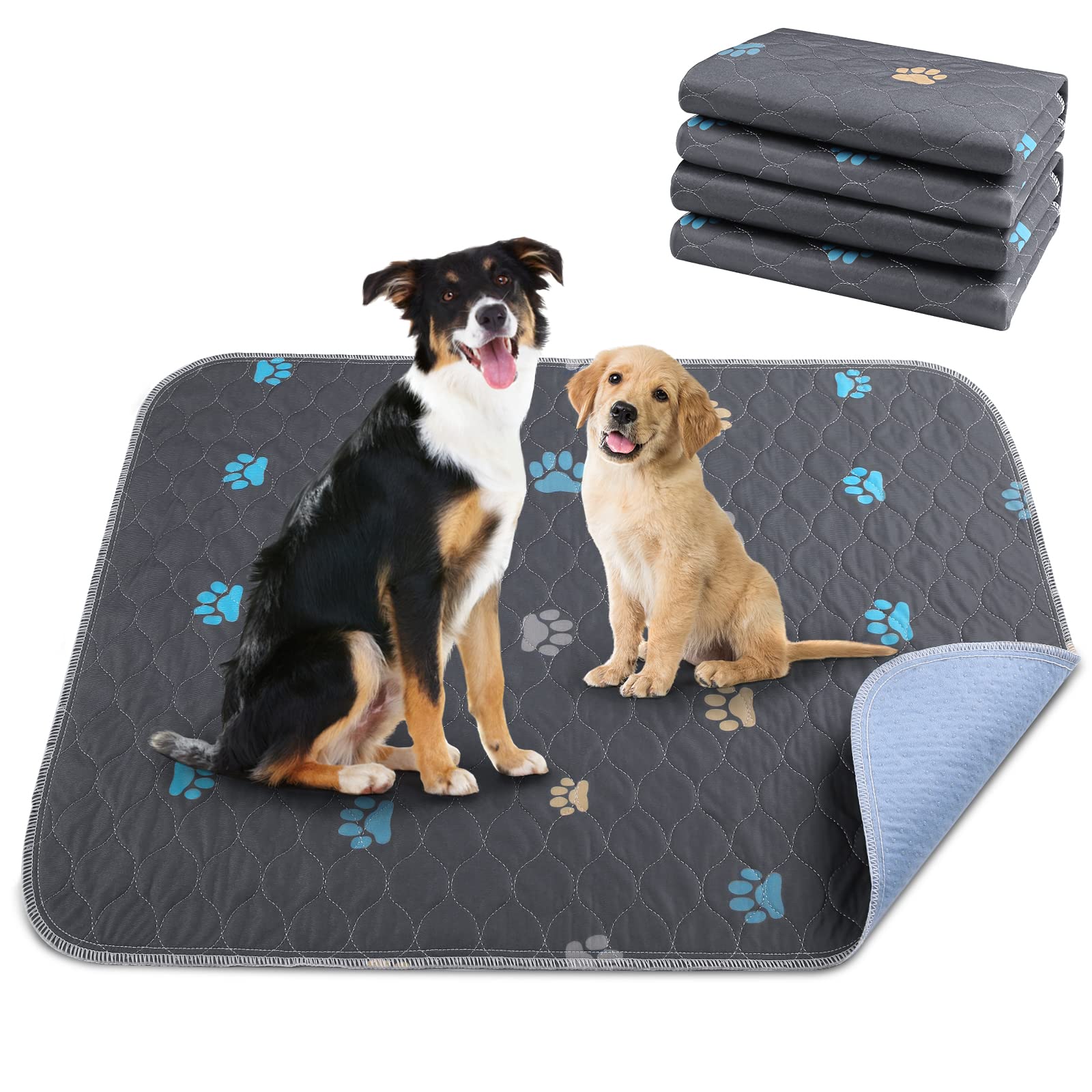 Aitmexcn Washable Puppy Dog Pee Pad, 2Pcs 100% Waterproof Whelping Training Mat For Puppy/Senior Dog, Fast Drying Reusable Puppy