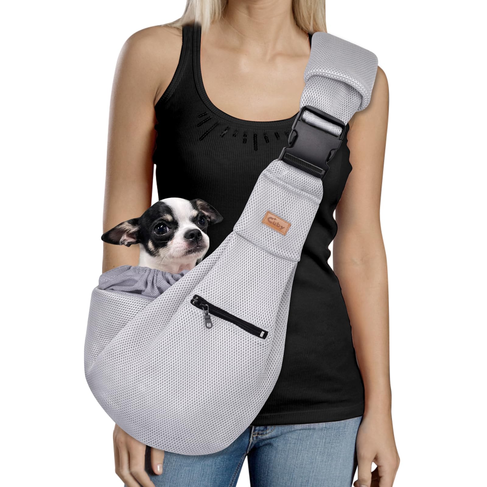 Cuby Dog And Cat Sling Carrier - Hands Free Breathable Mesh Small Dog Sling Carrier-Soft Pouch And Tote Design-Suitable For Pupp