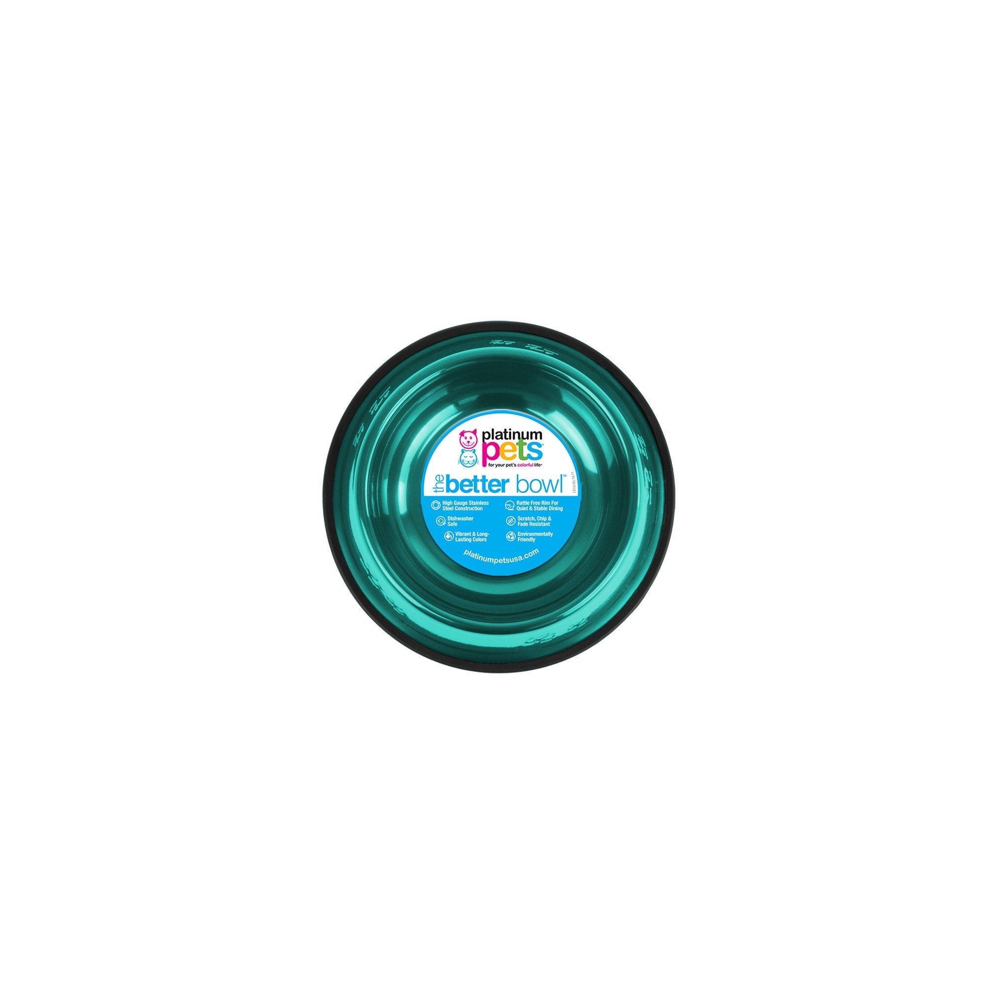 Platinum Pets Non-Tip Stainless Steel Dog Bowl, 6 Oz, Caribbean Teal