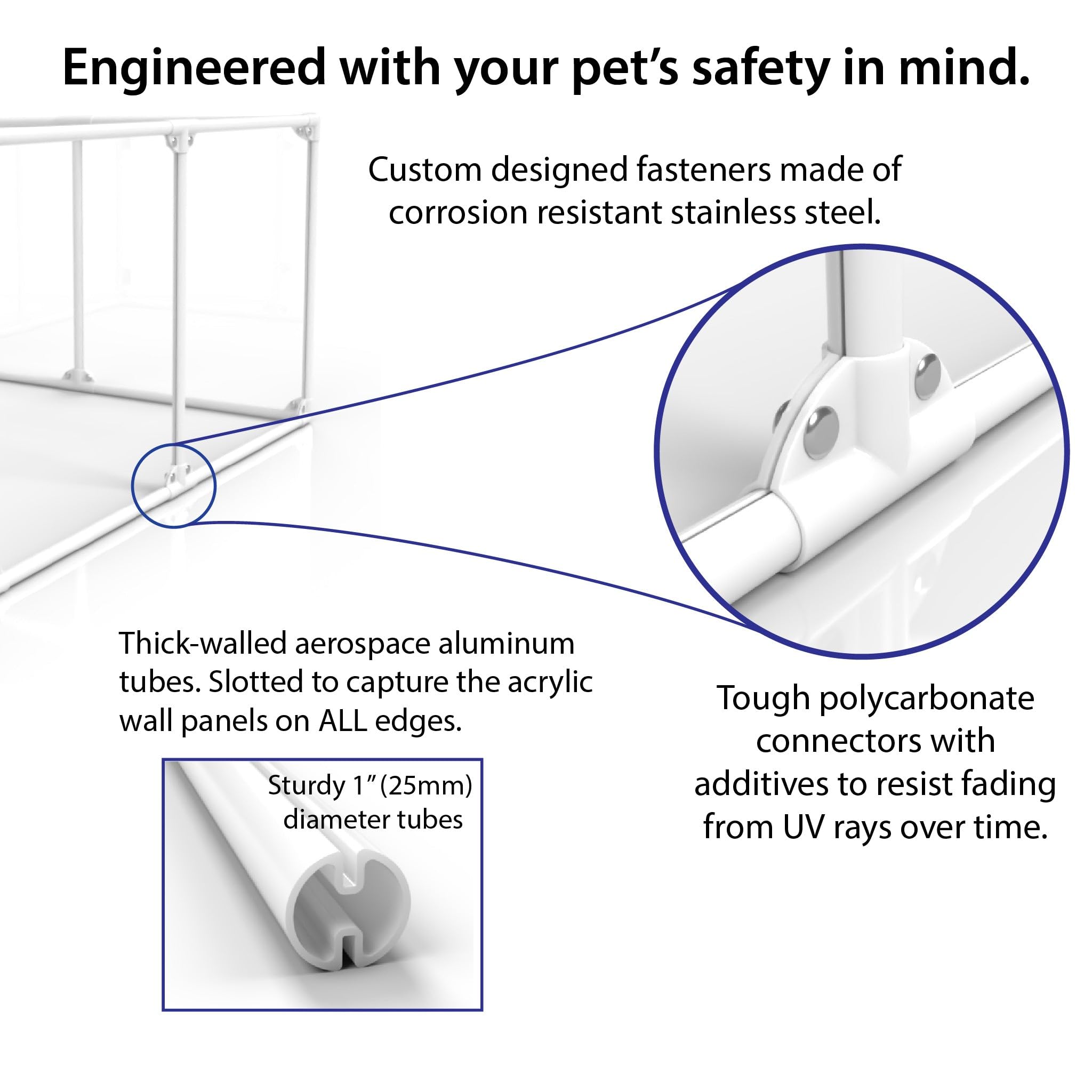 Clearly Loved Pets 27'' Tall Medium Lucidium Pet Pen, White