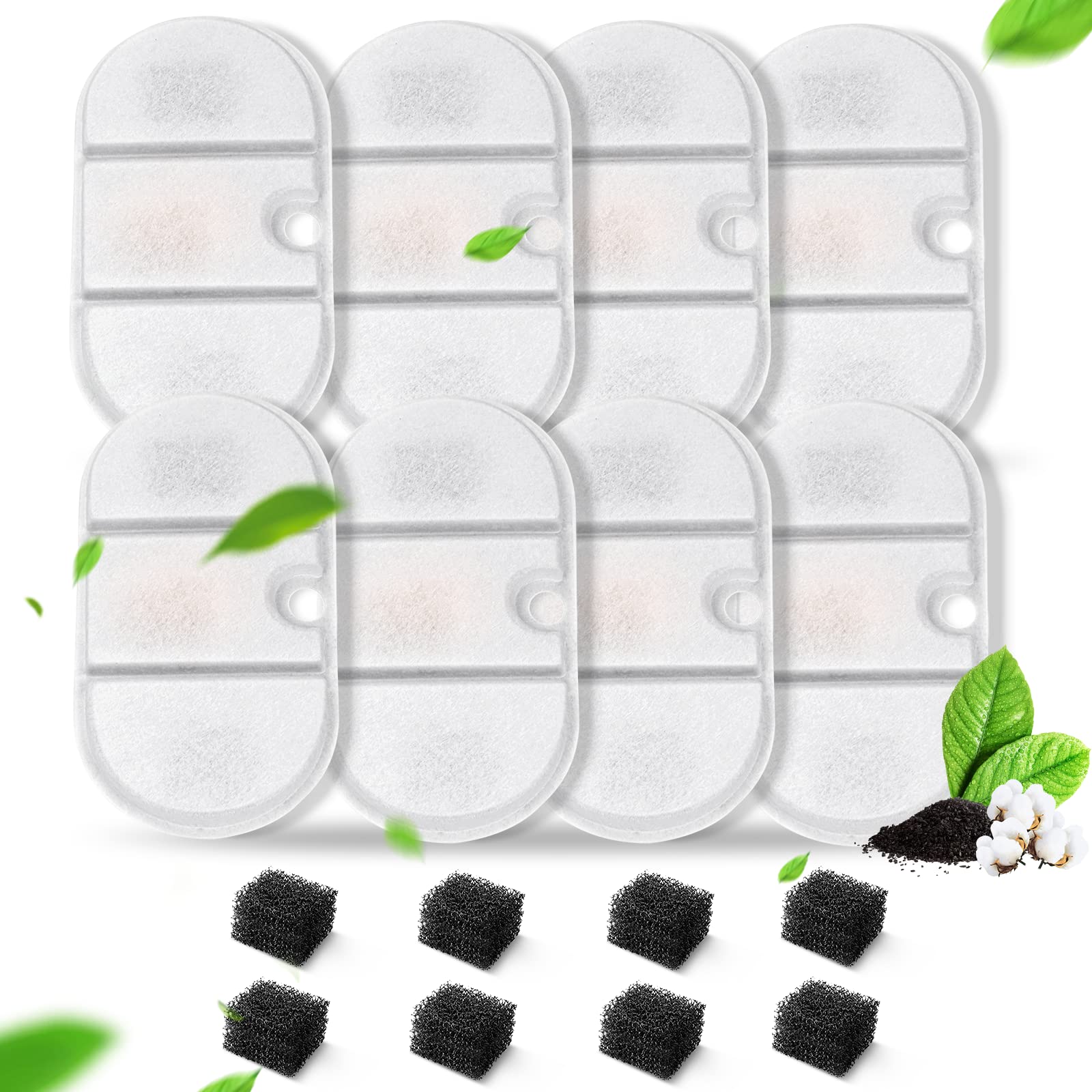 VinDox 16 Pack Cat Water Fountain Filters - Compatible with PETLIBRO PLWF002, Ultra Quiet, BPA-Free, Two Flow Modes, 71oz/2.1L