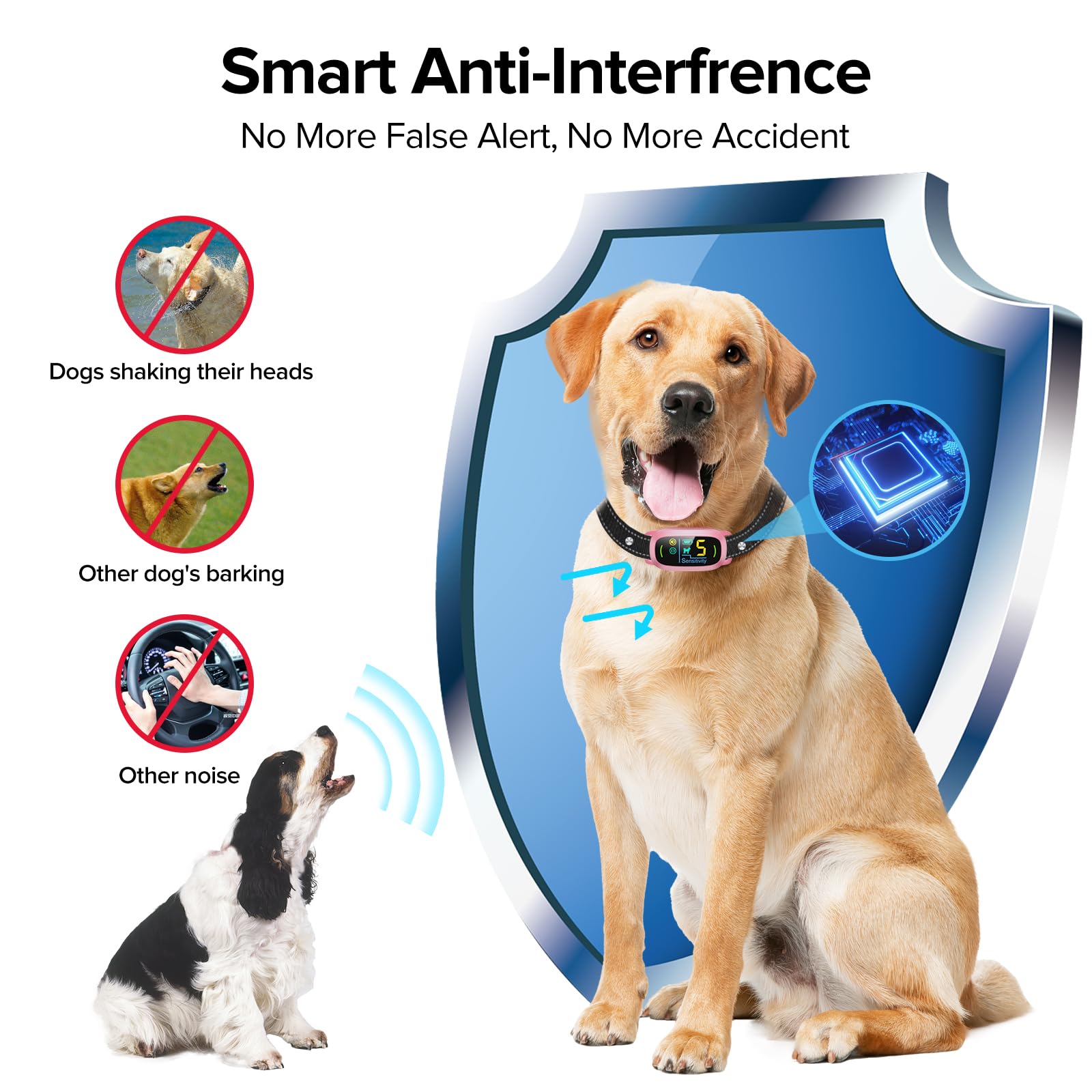 Fafafrog Dog Bark Collar, Rechargeable Smart Collar, Anti Barking Training Collar With 5 Adjustable Sensitivity Beep Vibration, Bark Collar For Large Medium Small Dogs (Pink)