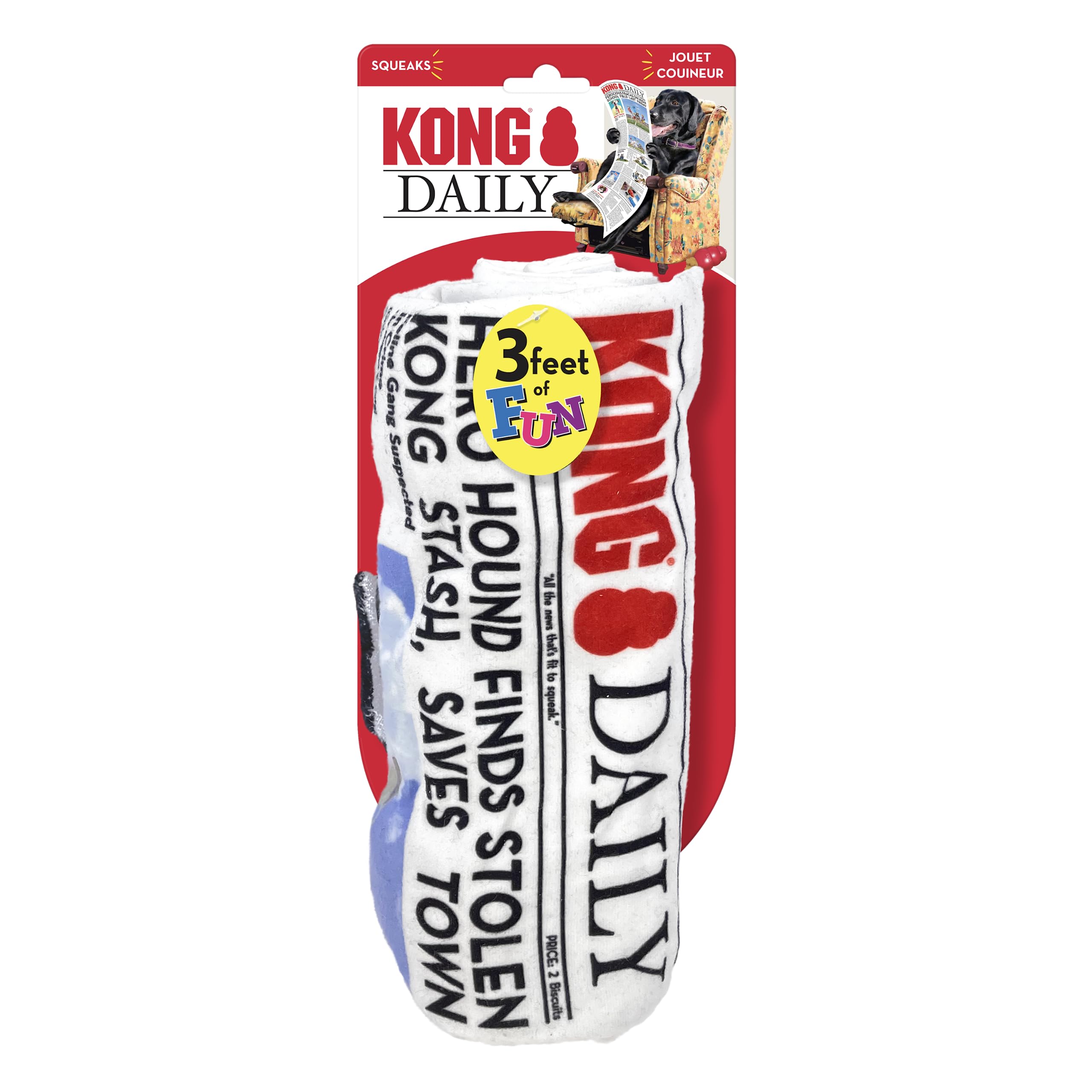 Kong Daily Newspaper Roll Xl 3 Feet Long With 6 Squeakers