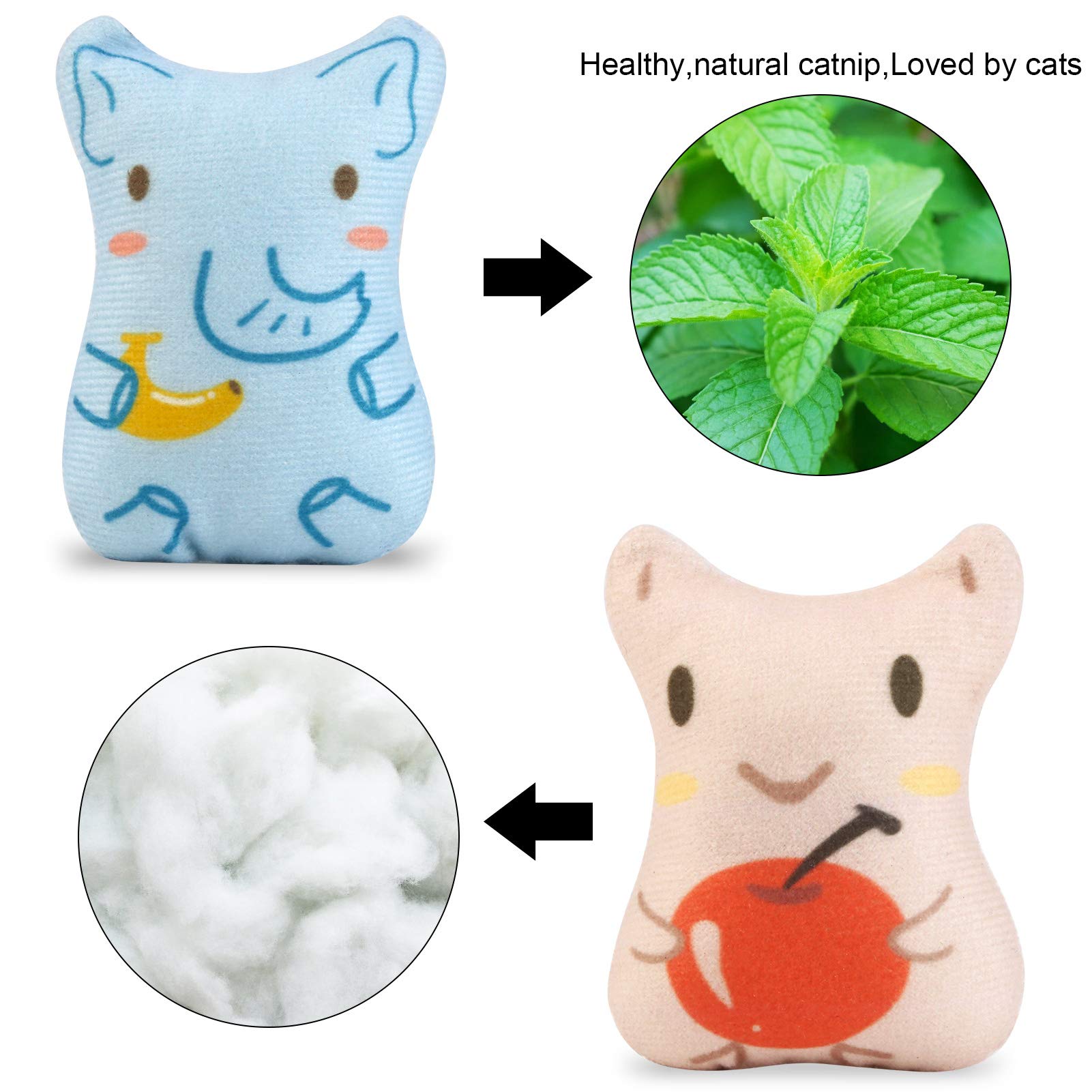 Dorakitten Catnip Toys For Indoor Cats - 5Pcs Plush Cat Chew Toys Teething Interactive Catnip Filled Kitten Toy Soft Pet Toy (Animal Shapes)