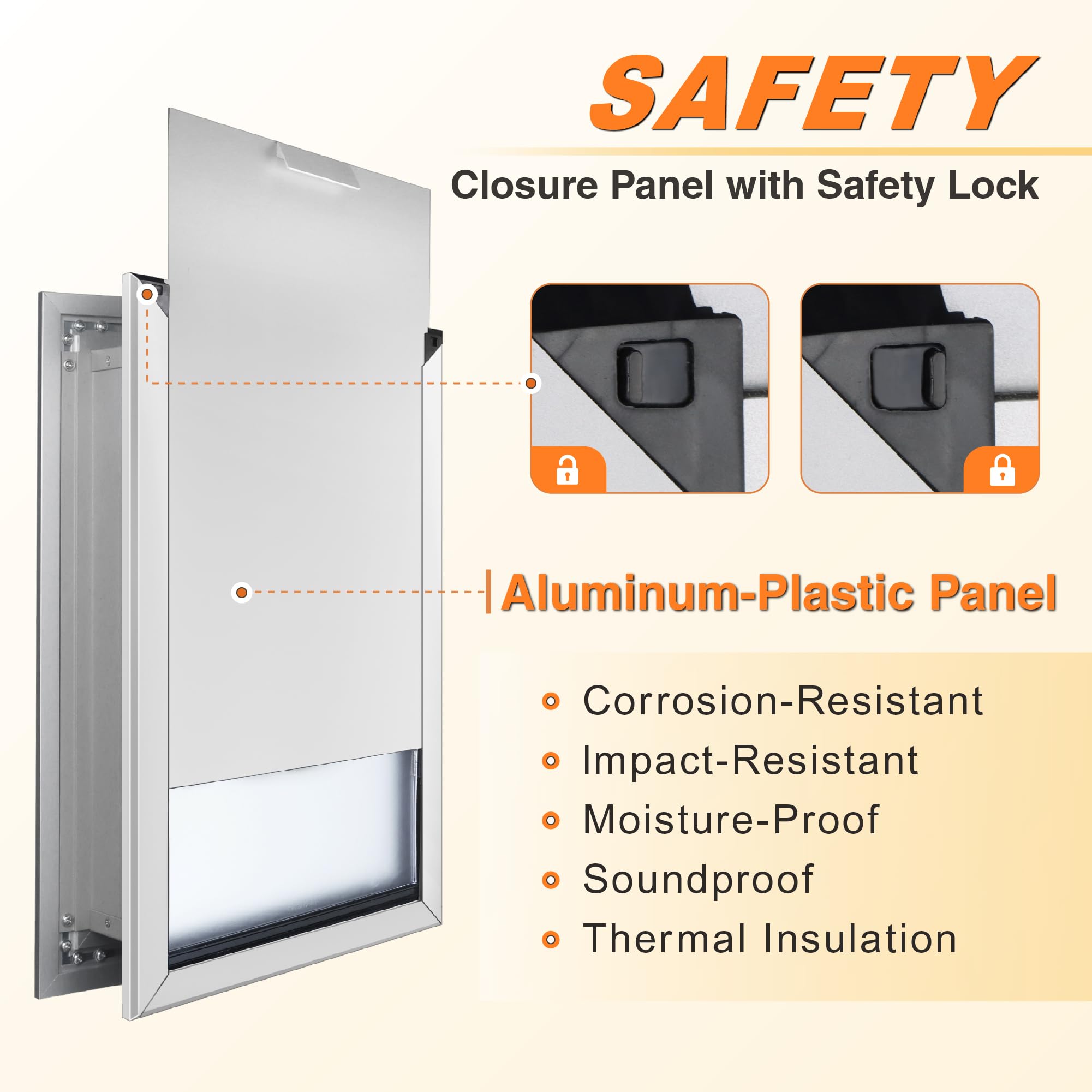 HANIML Aluminum Extra Large Dog Door for Wall - Heavy Duty, Extreme Weather, Silver, Up to 220Lbs