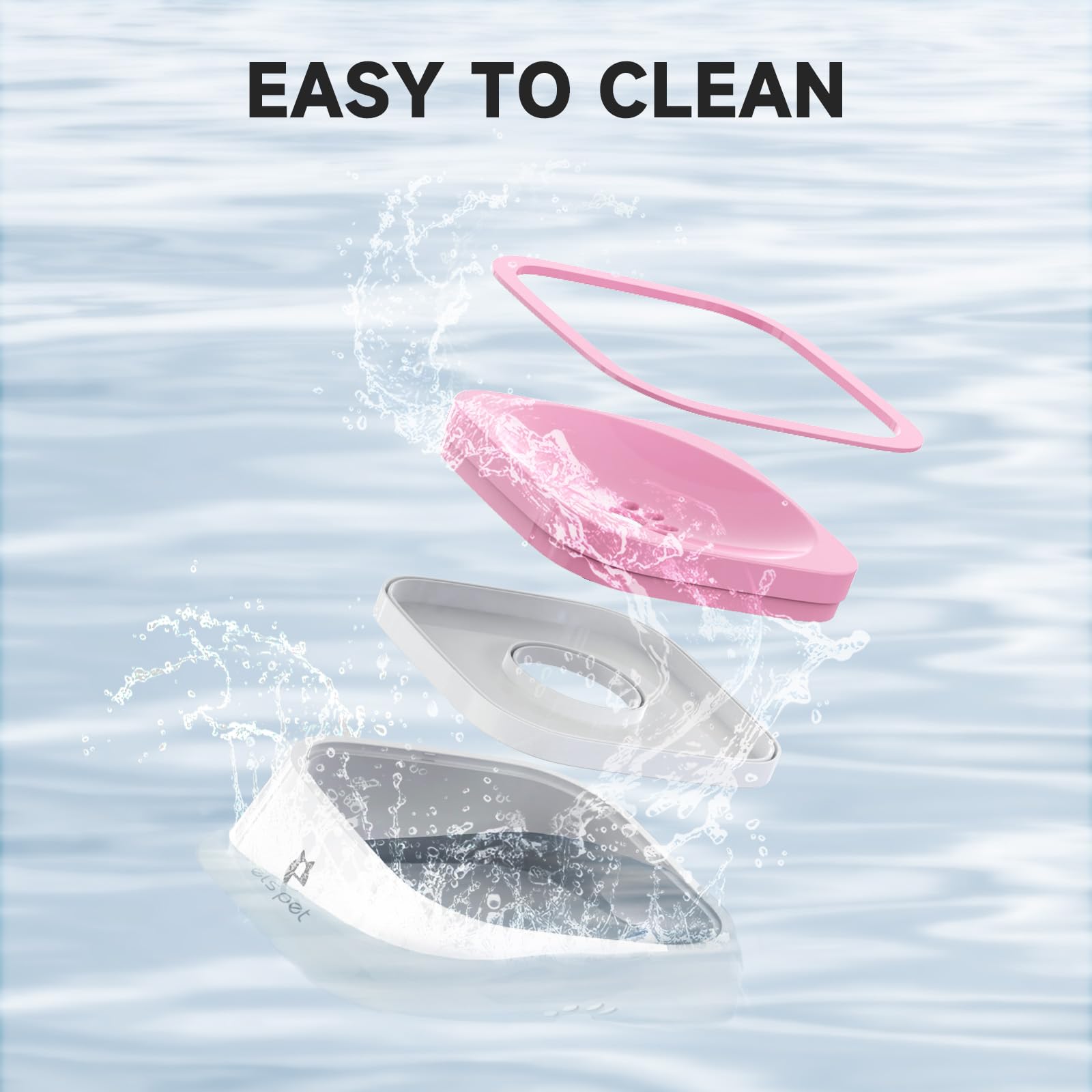 Els Pet Dog Bowl No Spill, Pet Water Bowl No Drip Slow Water Feeder Cat Bowl, Pet Water Dispenser 70Oz/2L Large Capacity Travel