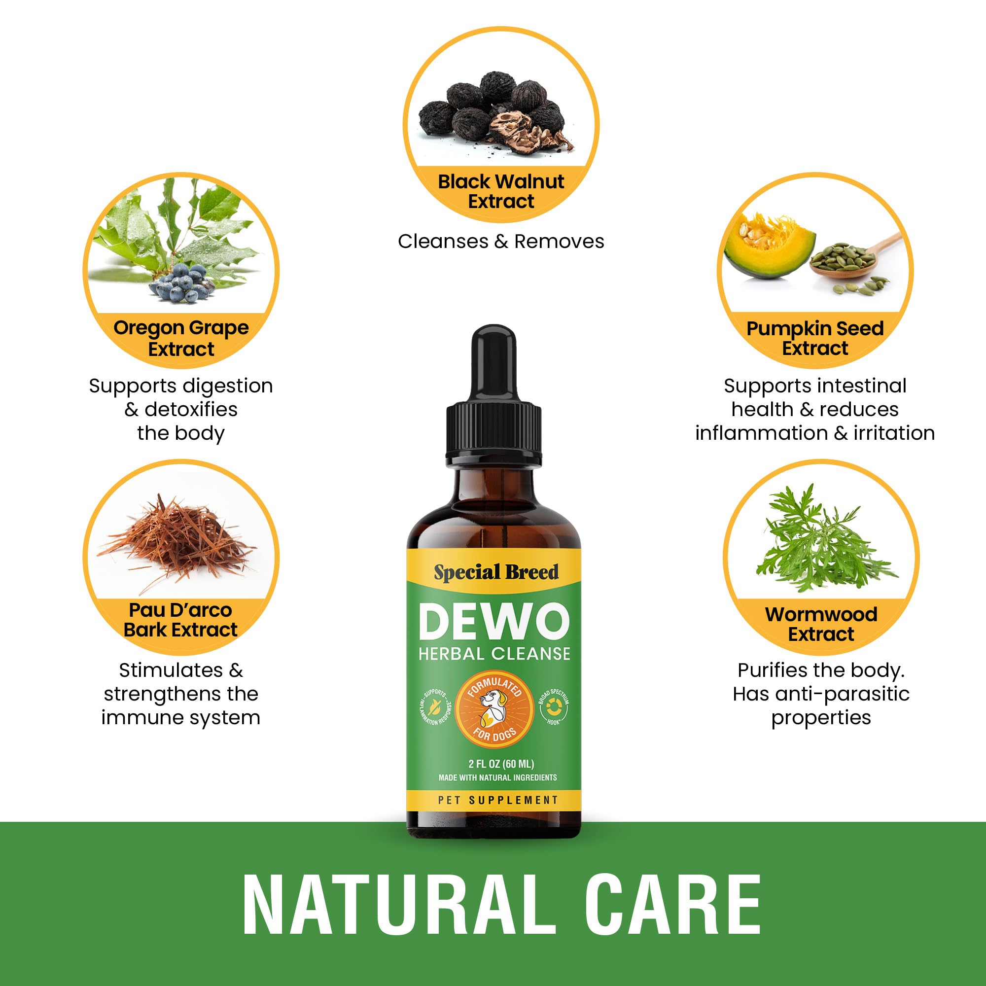 Specifically Formulated for Dogs, Natural Broad Spectrum Pet Supplement, Herbal Cleanse, Digestive Support for All Dog Breeds, G