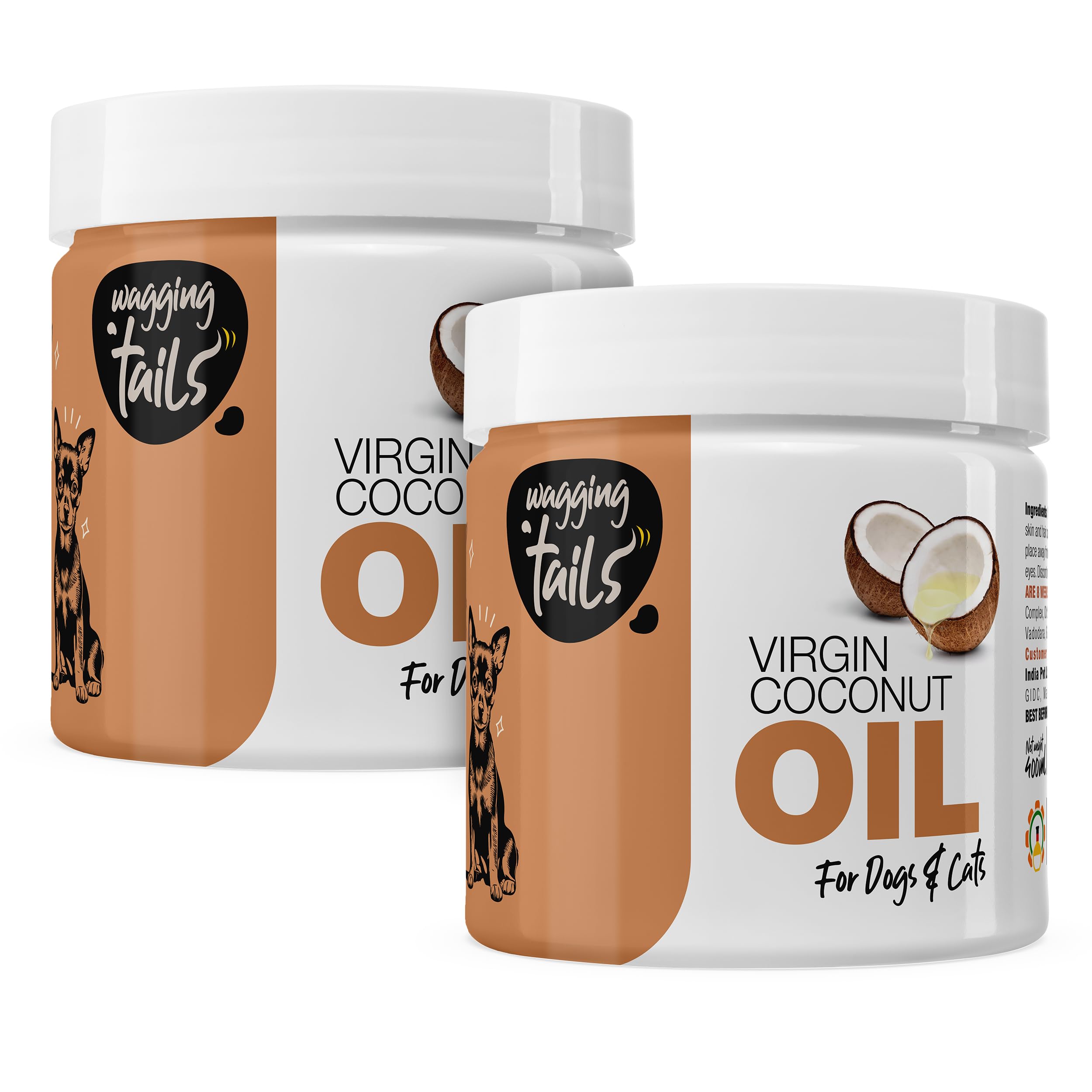 Wagging Tails Virgin Coconut Oil 400 Ml For Dogs, Cats And Pets | Natural Virgin Coconut Oil Use For Gentle Skin Solution | Edib