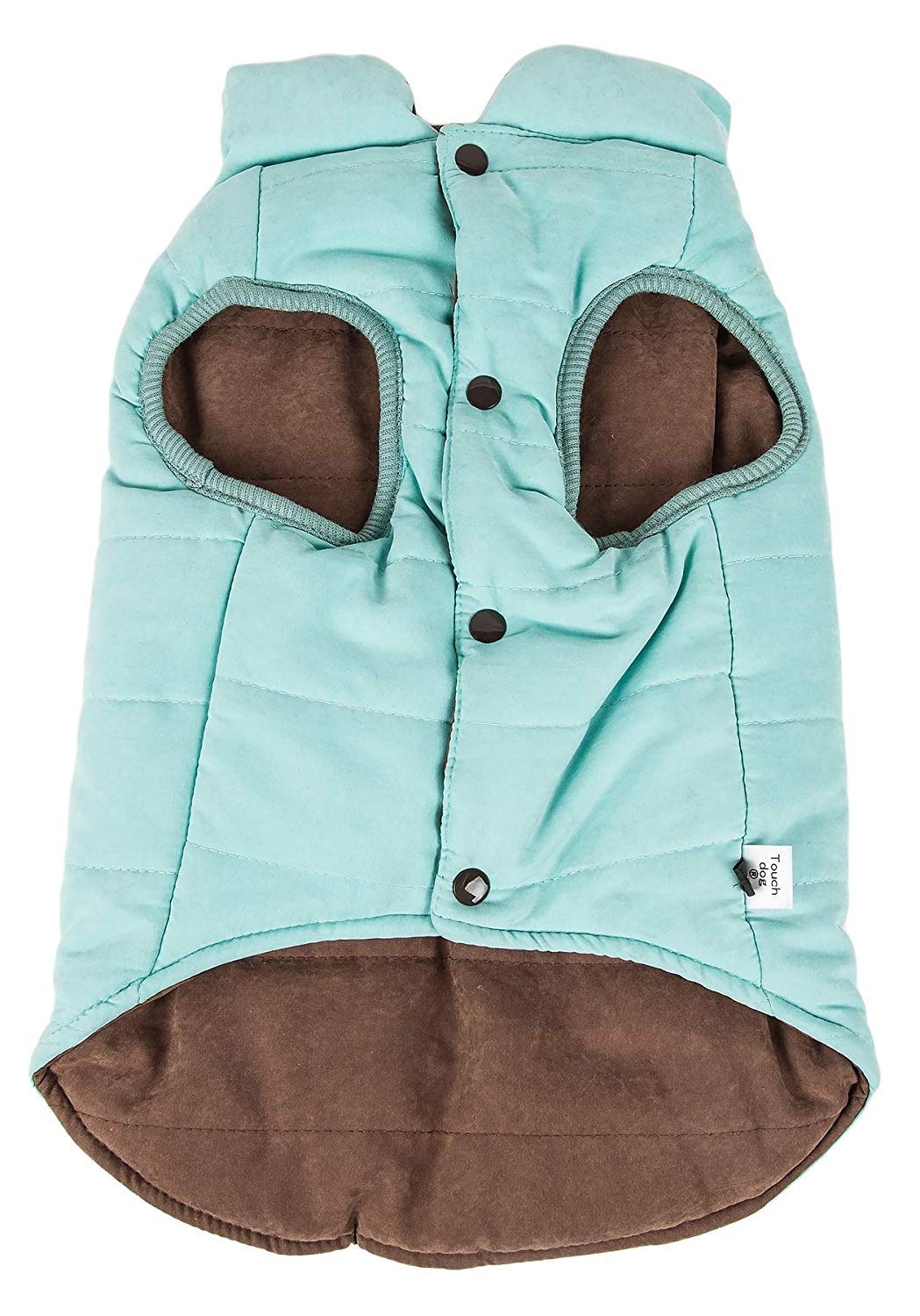 TOUCHDOG 'Waggin Swag' Fashion Designer Reversible 3M Insulated Pet Dog Coat Jacket, Large, Blue / Brown