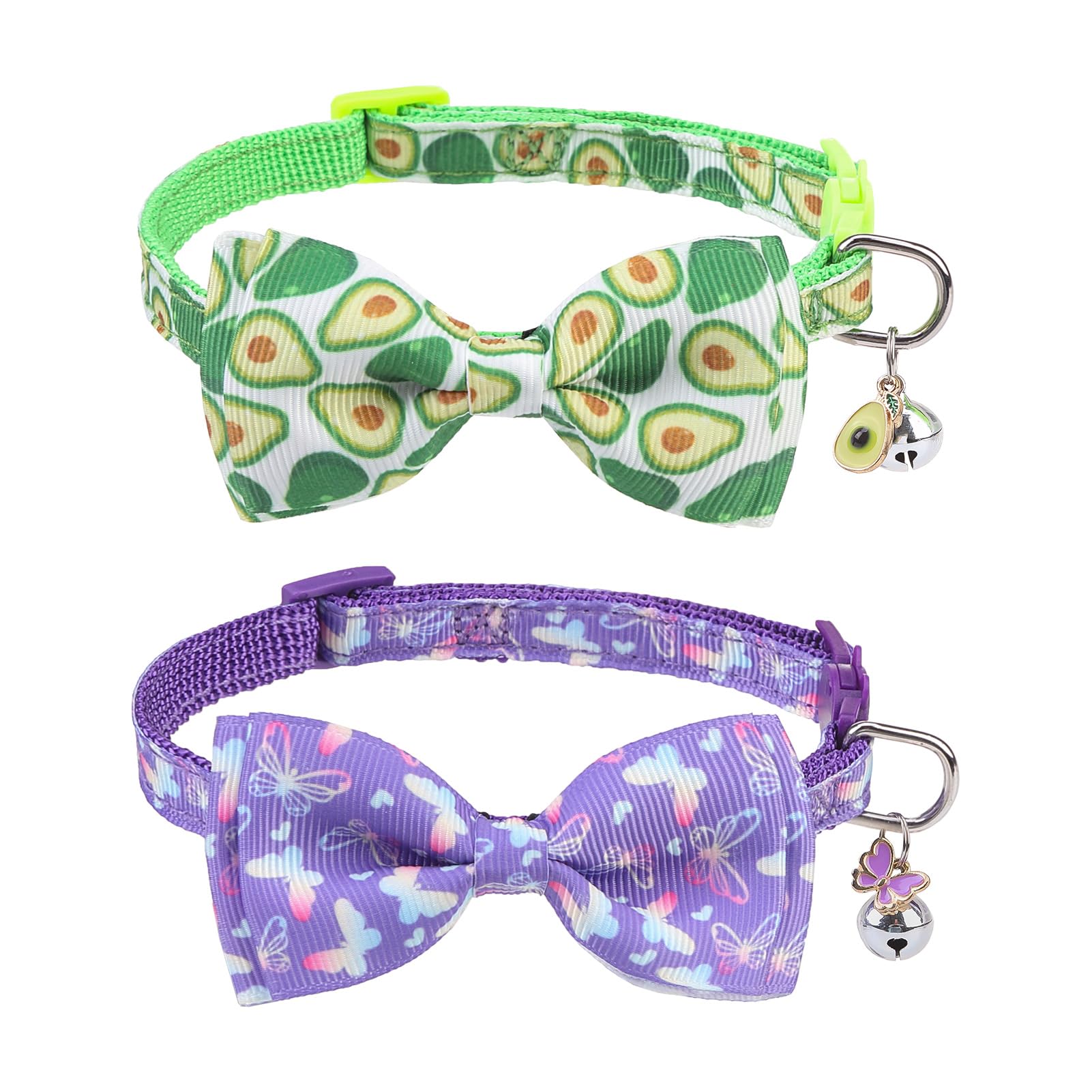 Scenereal Cat Collar With Bells, 2 Pcs Breakaway Cat Collars With Adustable Bowtie, Safety Kitten Collar For Boy Girl Cats Puppy