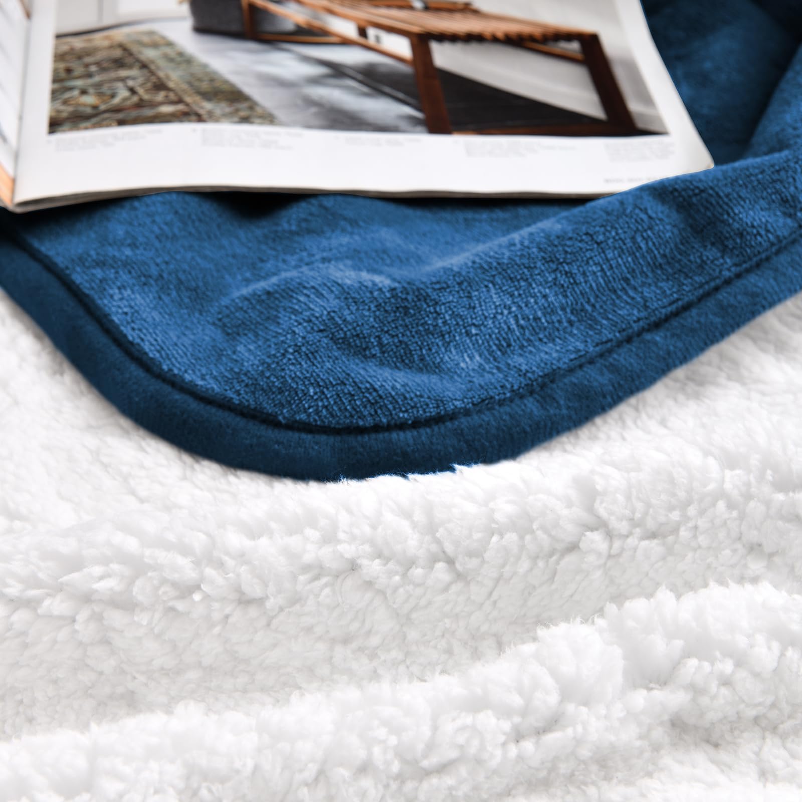 Yaning Waterproof Blanket For Bed Couch Sofa, Soft Liquid Pee Proof Pet Blanket For Dog Puppy Cat, Reversible Sherpa Fleece Furniture Protector (Navy Blue, 30X40 Inches)