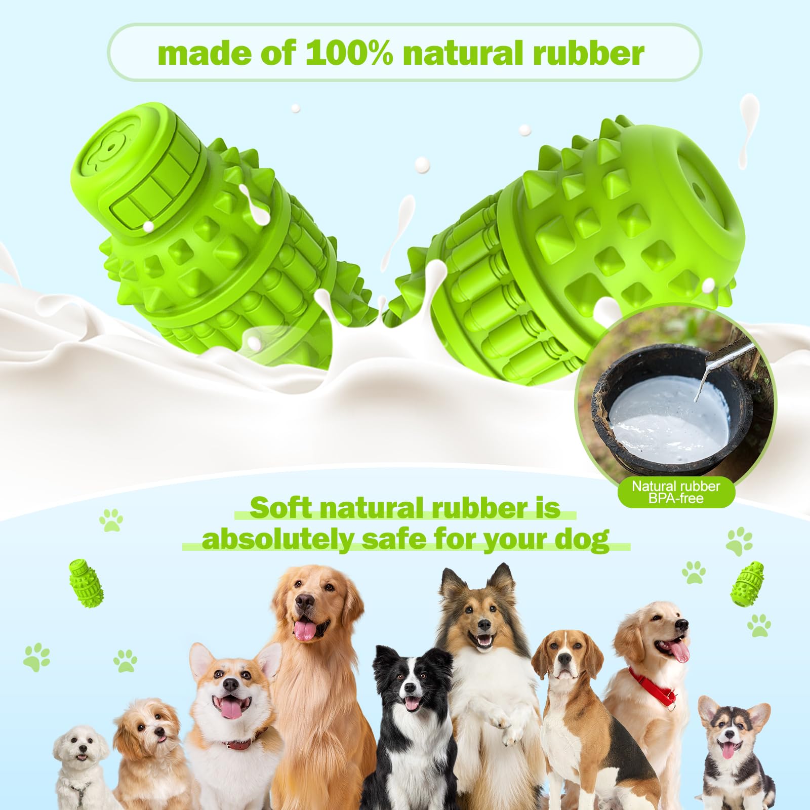 Piffzedo Dog Toys For Aggressive Chewers,Interactive Natural Rubber Chew & Squeaky Toy For Large Medium Breed,Dog Toothbrush,Tou