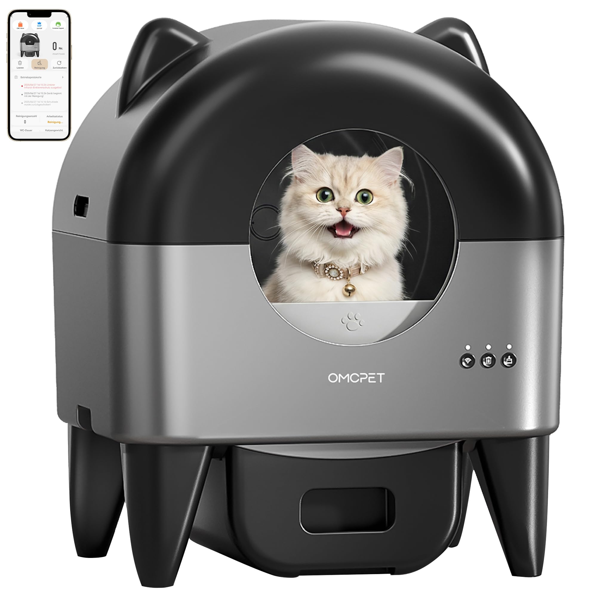 Self Cleaning Litter Box,95L Automatic Self Cleaning Cat Litter Box,Smart Electric Litter Box with App Control 8 Safety Sensors 