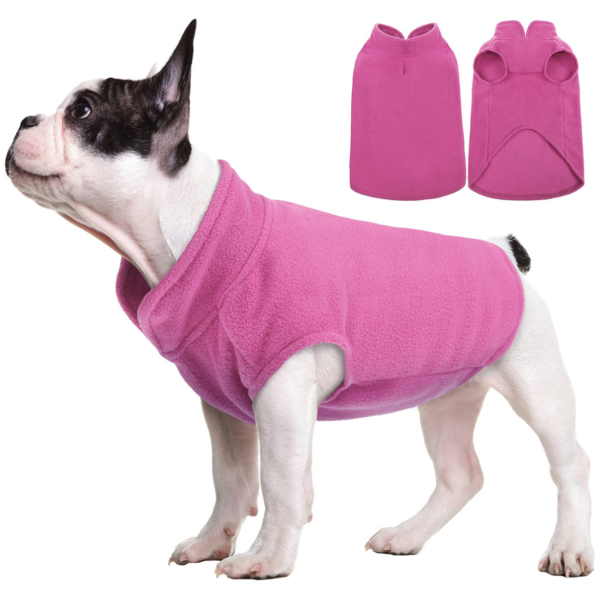 Fuamey Dog Fleece Vest,Warm Sweatshirt Puppy Stretchy Sweater Pullover Dog Turtleneck Coat Dog Winter Jacket With Leash Hole,Doggie Dachshund Sweaters Yorkie Clothes For Small Medium Dogs Pink L