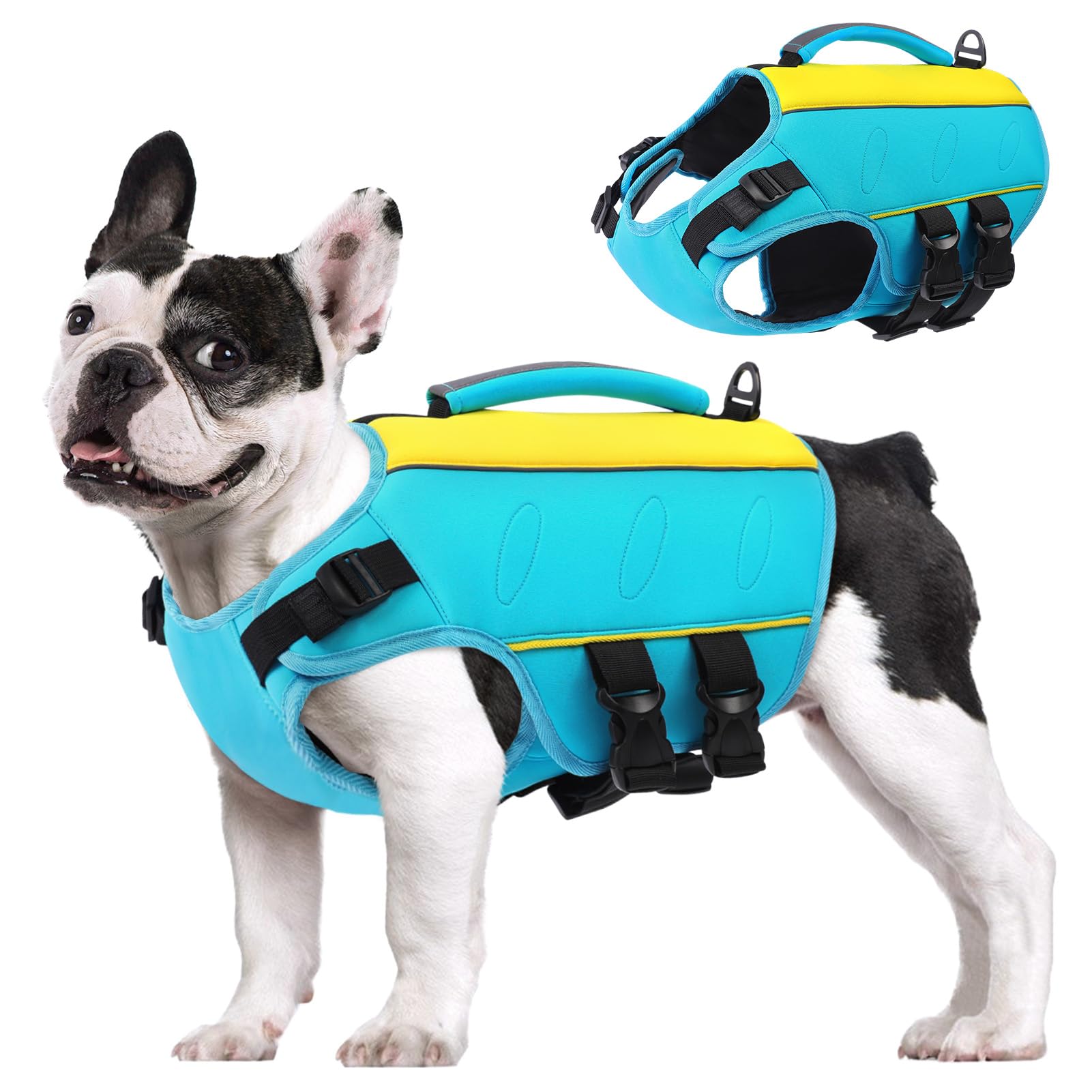 Aofitee Dog Life Jacket, Dog Life Vest For Swimming Boating, Ripstop Dog Swimming Vest With Rescue Handle And Superior Buoyancy,
