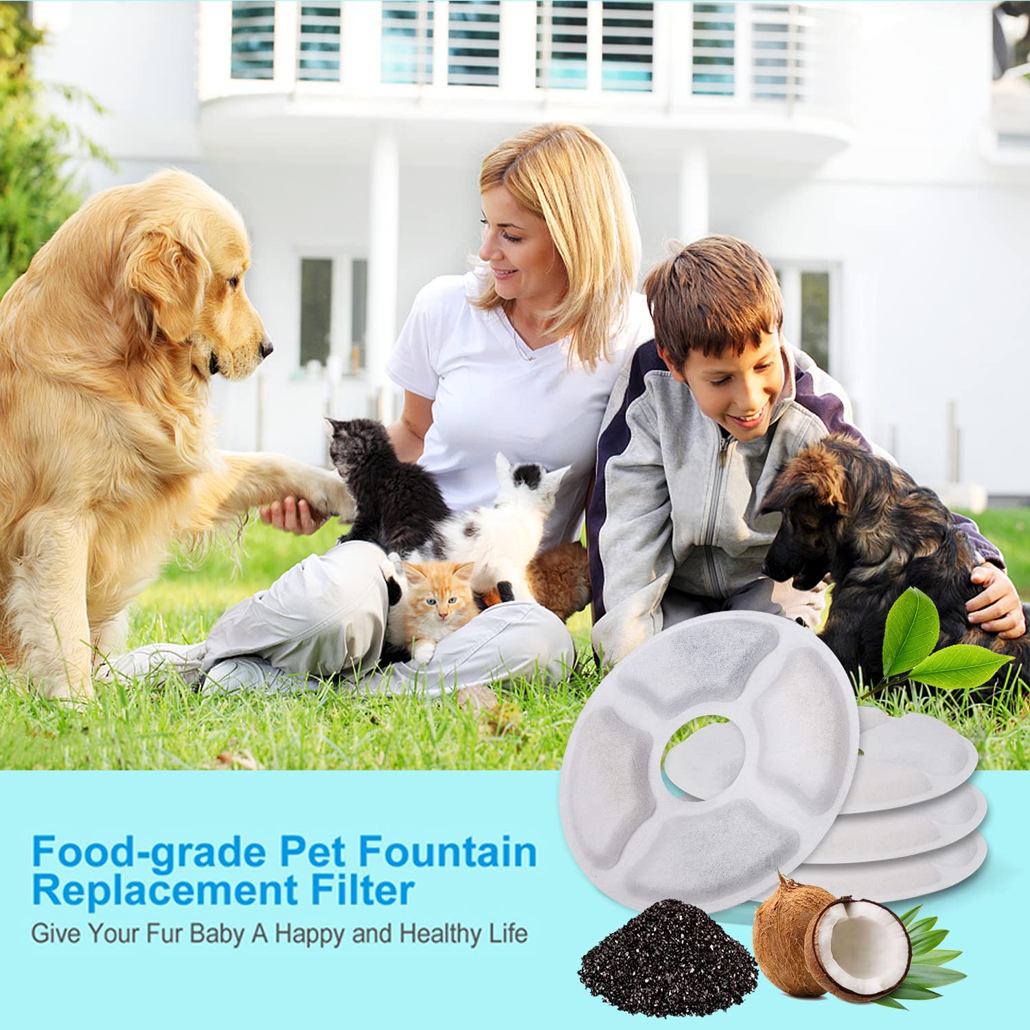 Cat Water Fountain Replacement Filter 4/9/16 Pack, Byewire Pet Water Fountain Filter Replacement For Most Dog Cat Water Dispensers,Ion Exchange Resin And Activated Carbon Filters